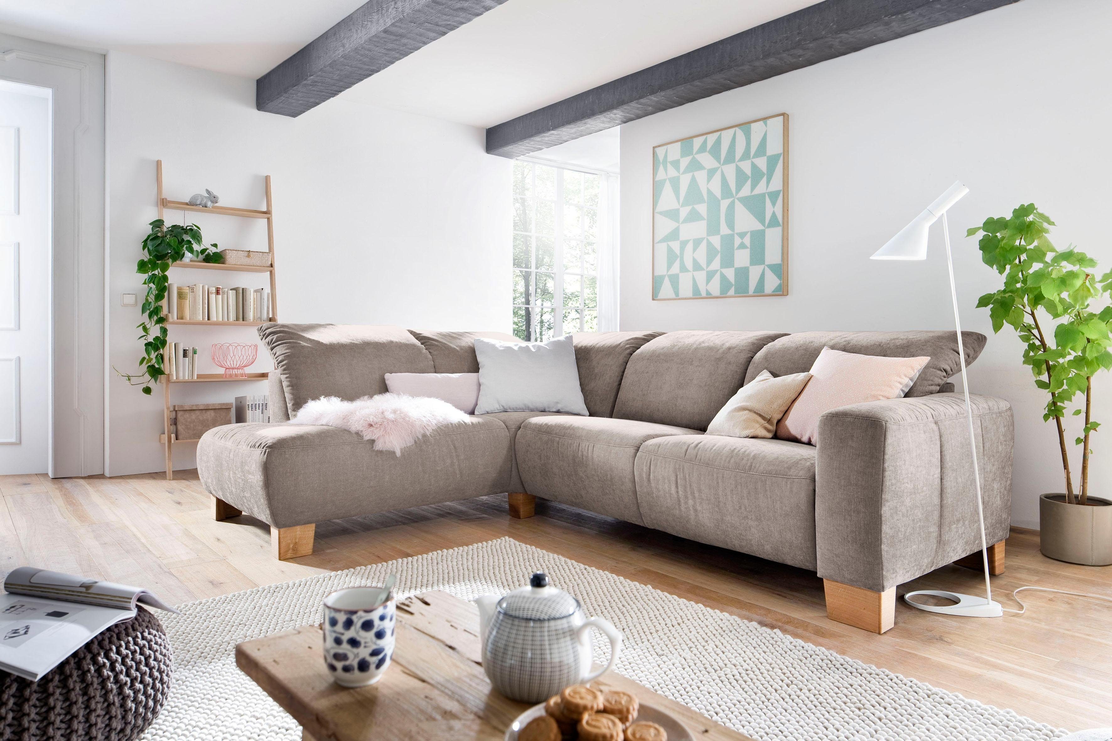Home affaire Ecksofa Hörnum bequemes Wohlfühlsofa, Federkern, Breite 281cm, L-Form, wahlweise mit motorischer Relaxfunktion, mit verstellbarer Kopfstütze