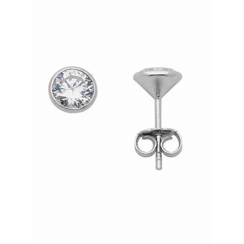 Adelia´s Paar Ohrhänger 925 Silber Ohrringe Ohrstecker mit Zirkonia Ø 6,5 mm, mit Zirkonia Silberschmuck für Damen