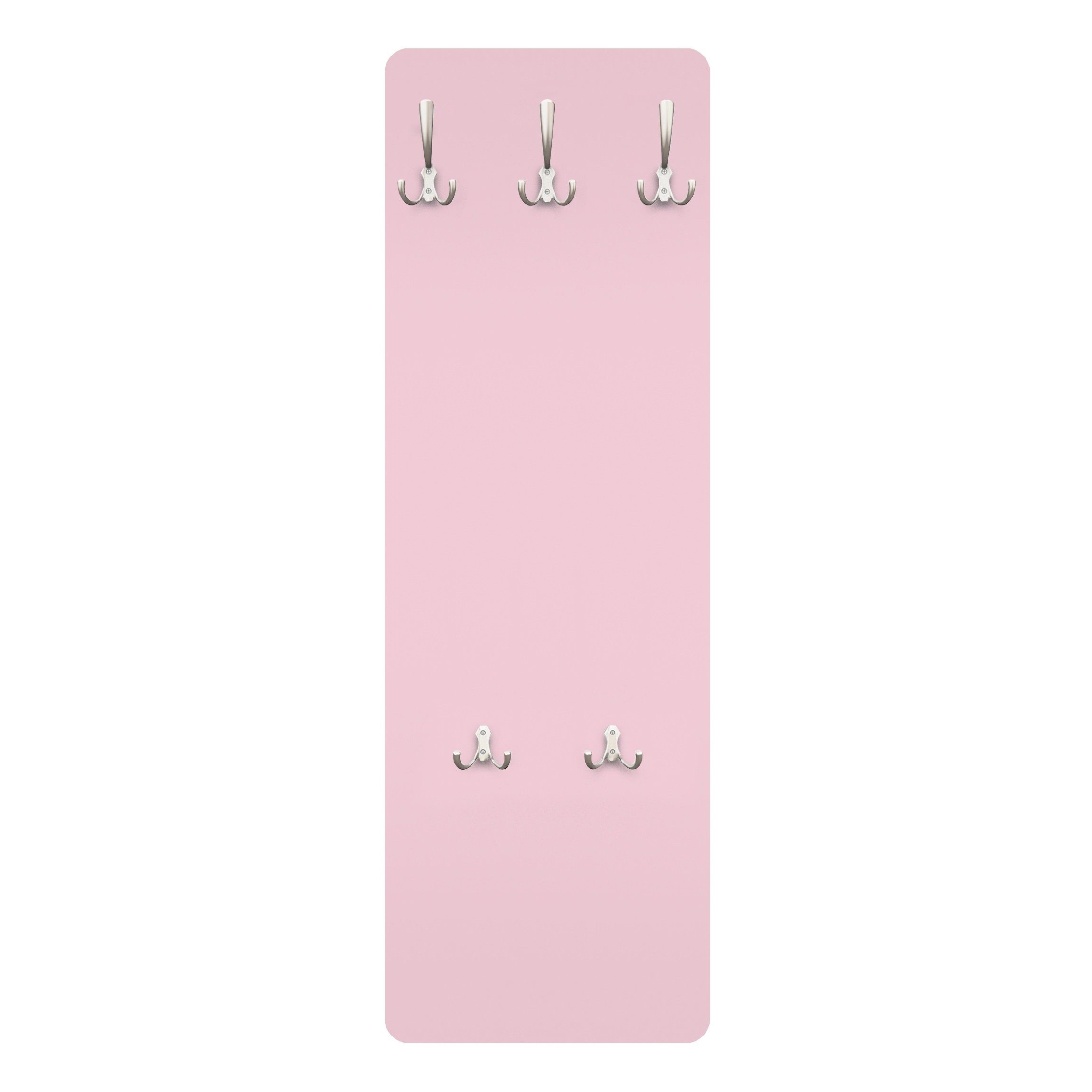 Bilderdepot24 Garderobenpaneel Design Unifarben Rosé (ausgefallenes Flur Wandpaneel mit Garderobenhaken Kleiderhaken hängend), moderne Wandgarderobe - Flurgarderobe im schmalen Hakenpaneel Design