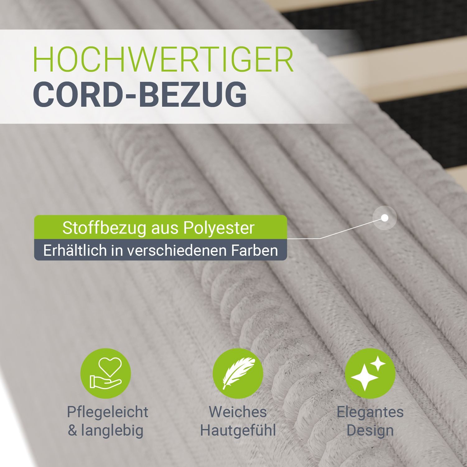 Juskys Polsterbett Salerno, Cord Design, bis 500 kg belastbar, Pflegeleicht günstig online kaufen