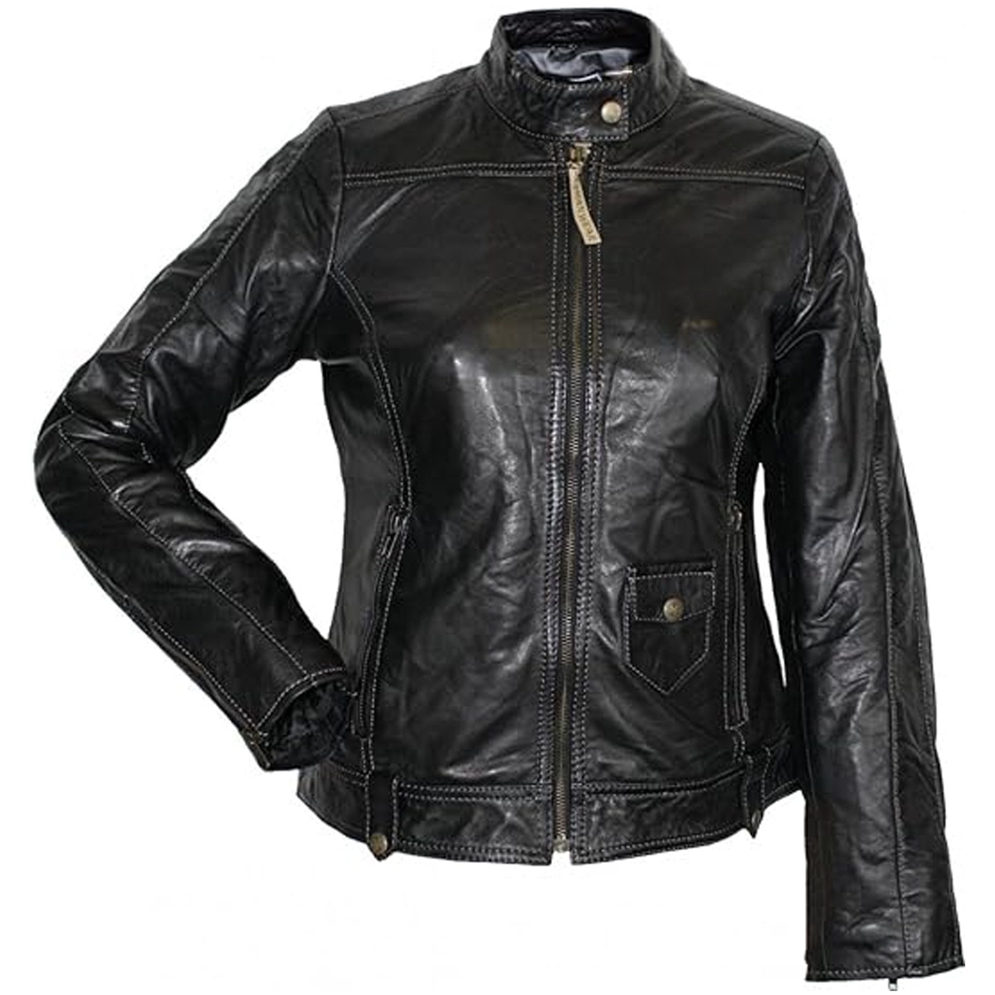German Wear Lederjacke Trend 411J Damen Lederjacke Jacke aus Lamm Nappa Leder Schwarz