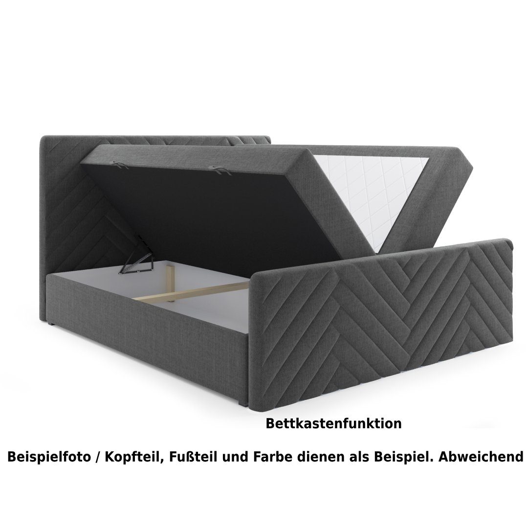 Grau Bettkasten Boxspringbett Punkt und Topper inkl. Ferrera, Möbel