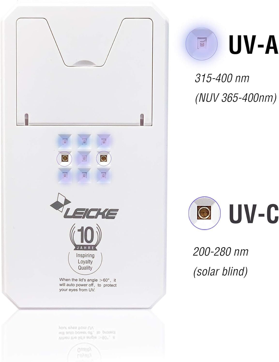 Leicke Ultraschallreiniger UV Desinfektionsbox Sterilisator Licht mit Induktionsladegerät, tragbares Desinfektionsgerät QI induktive LadestationUVReinigungsgerä – Bild 5 von 5