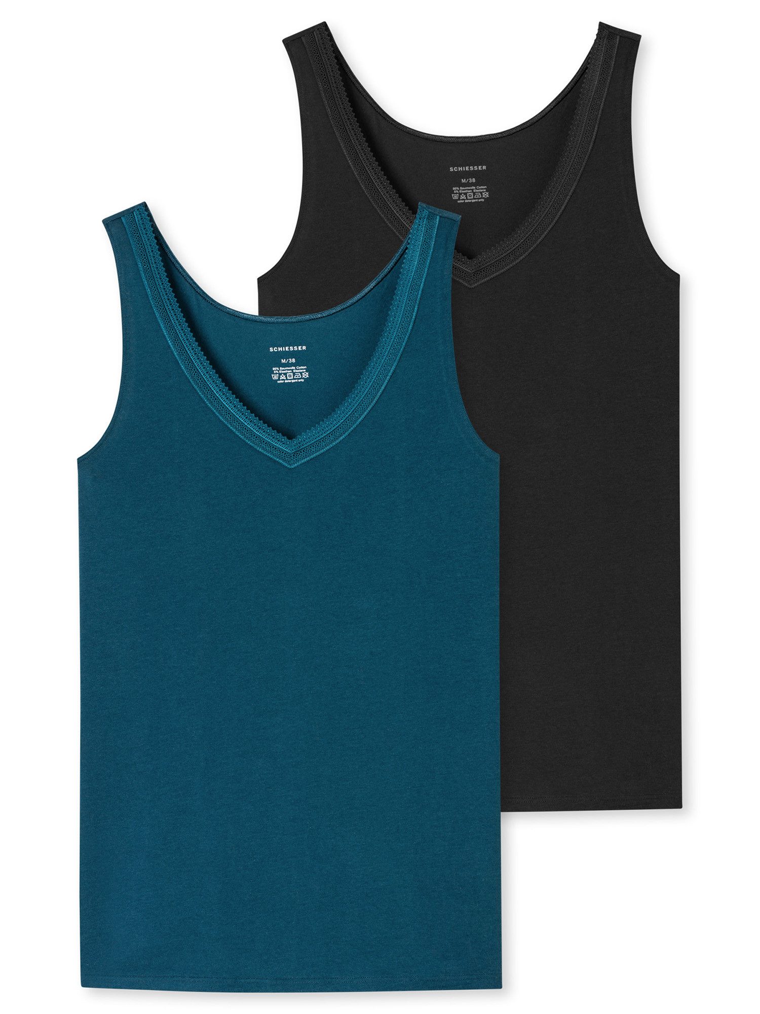 Schiesser Trägertop Cotton Lace (2-tlg) unterhemd unterzieh-shirt ärmellos