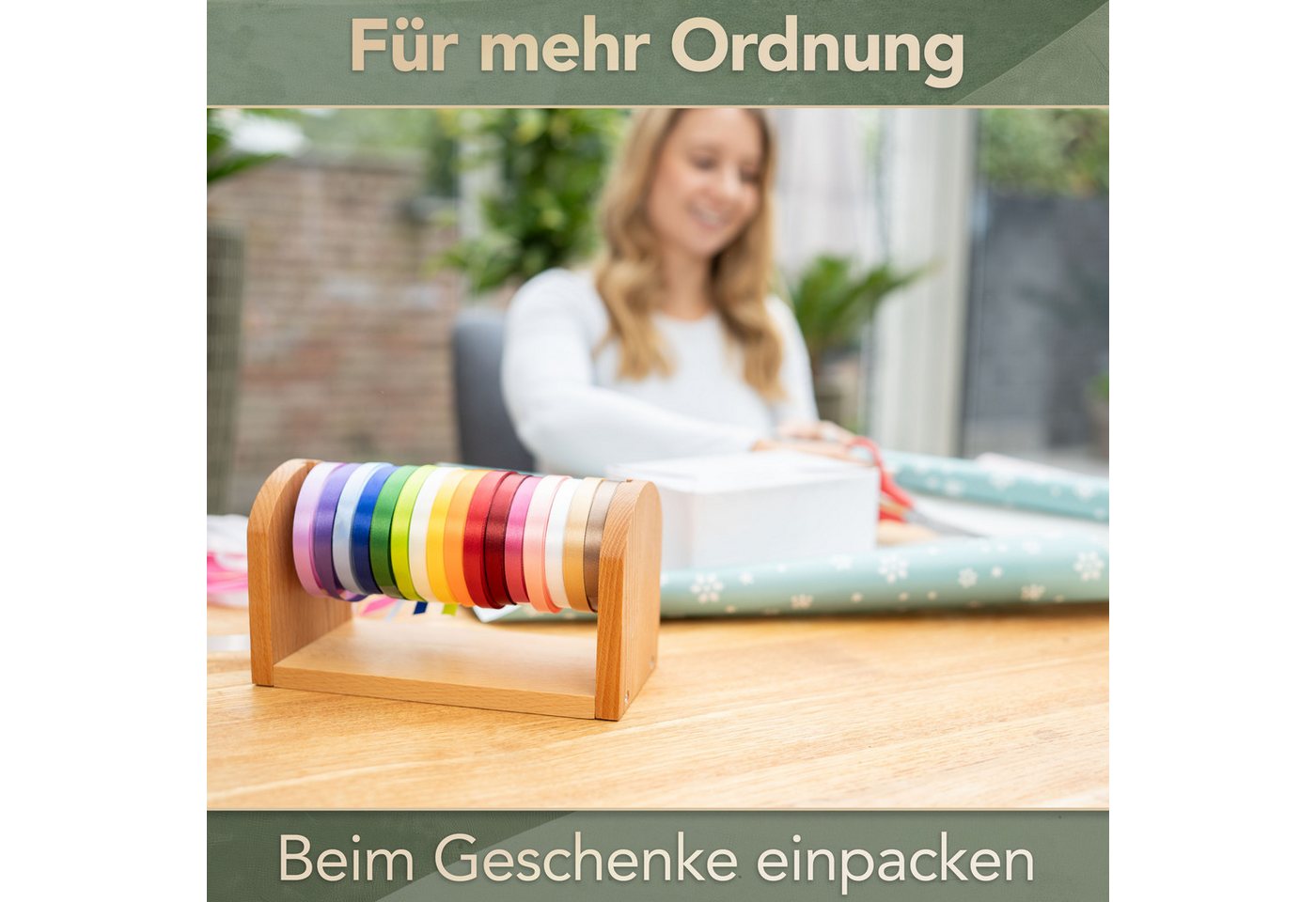 Thumbnail - WIESEN.design Geschenkband Geschenkband Set, 16x Satinband inkl. Abroller (23mx10mm per Rolle), Bänder zum Basteln, Gesc...