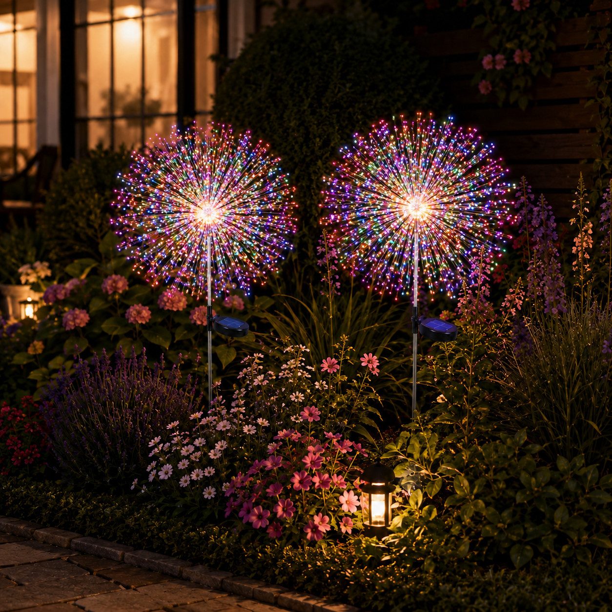 pedete LED Solarleuchte LED Solarleuchte Solarlampen Garten 120 LED Feuerwerk Solarleuchten, gartendeko, solarlampen für außen, Warmweiß, Tageslichtweiß, Leuchtmittel, Wetterfest Pusteblume Solarlampen 8 Modi mit Erdspieß