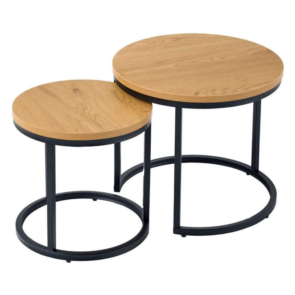 Couchtisch Modernes 2er Set Beistelltisch MARMO 45cm natur Wildeiche-Look