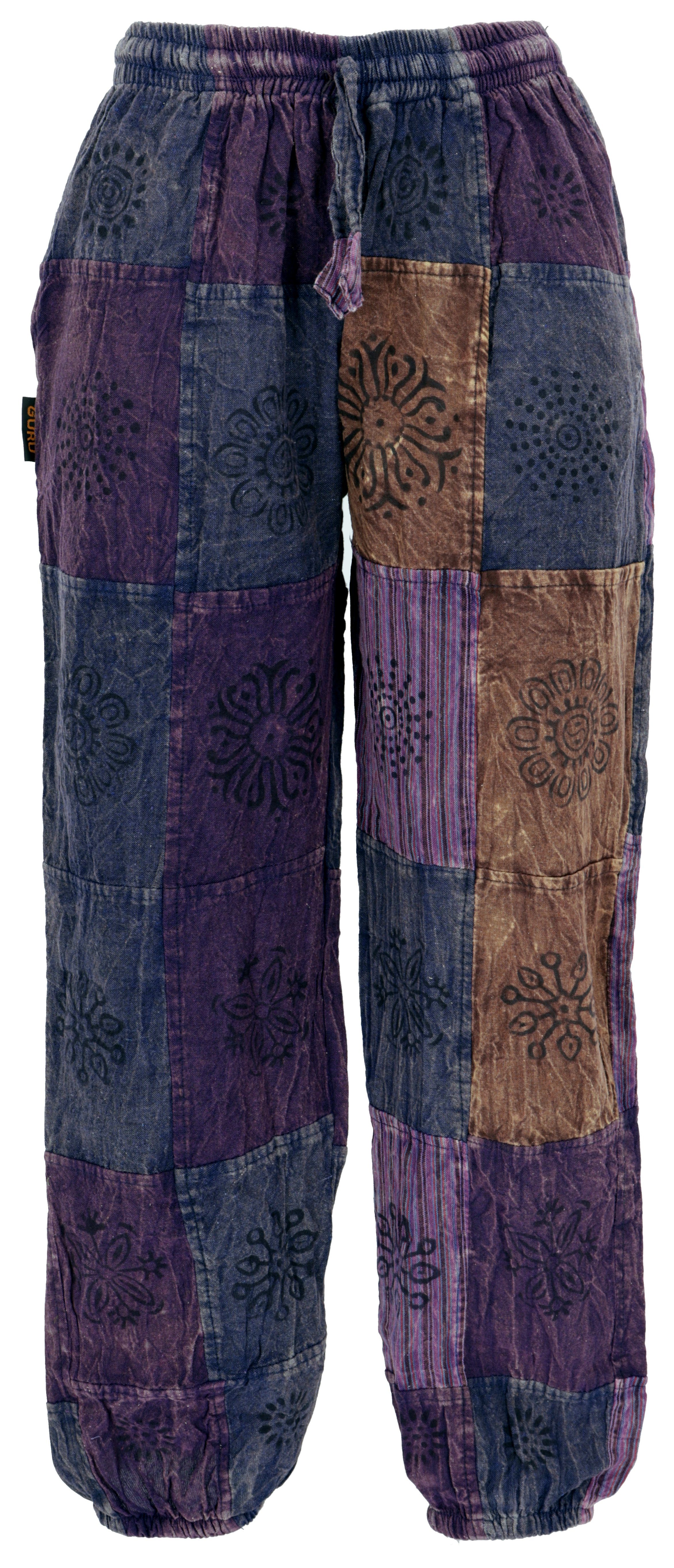 Boho.. lila alternative Relaxhose Unikat Ethno Patchwork, Aladinhose, Guru-Shop Bekleidung Pluderhose, Style,