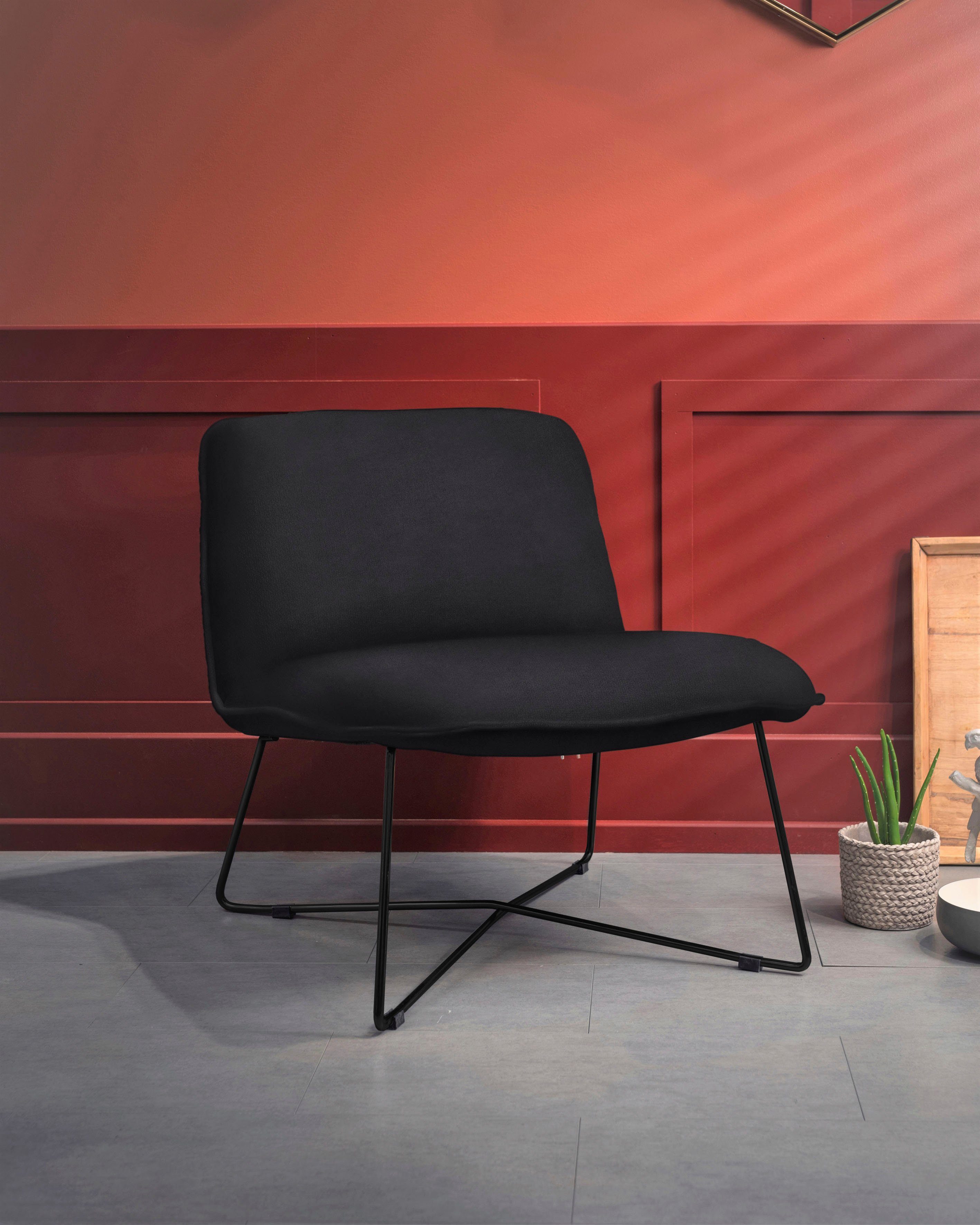 furninova Loungesessel Fly, gemütlicher Loungesessel im skandinavischen Design black