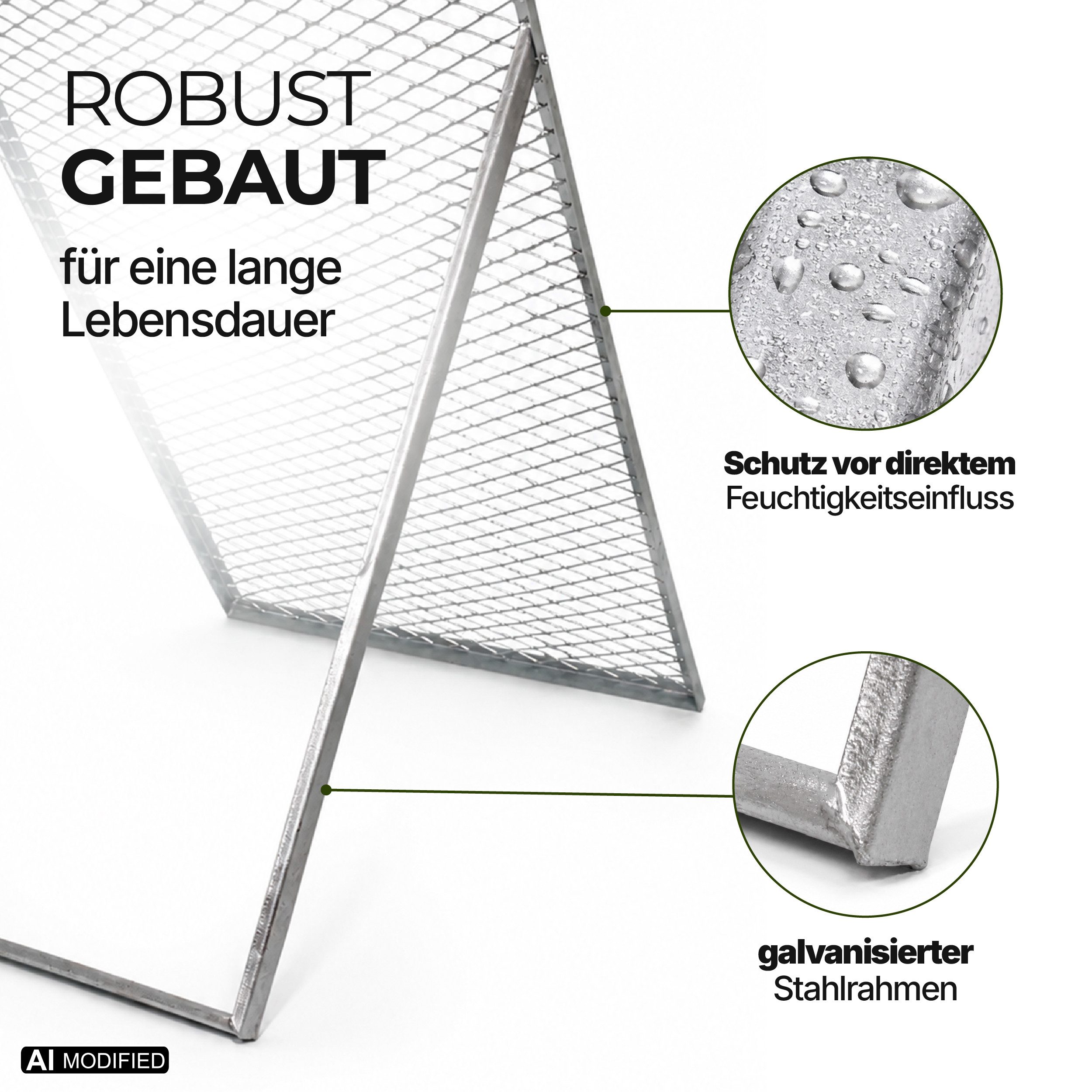 Lemodo Gartensieb Durchwurfsieb 100x60 cm aus galvanisiertem Stahl, Stahl – Bild 4 von 5