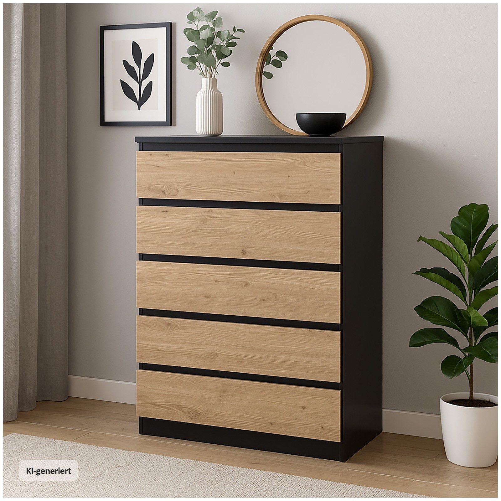 HTI-Living Kommode Kommode mit 5 grifflosen Schubladen (Stück, 1 St., 1 Kommode), Anrichte Sideboard Schrank