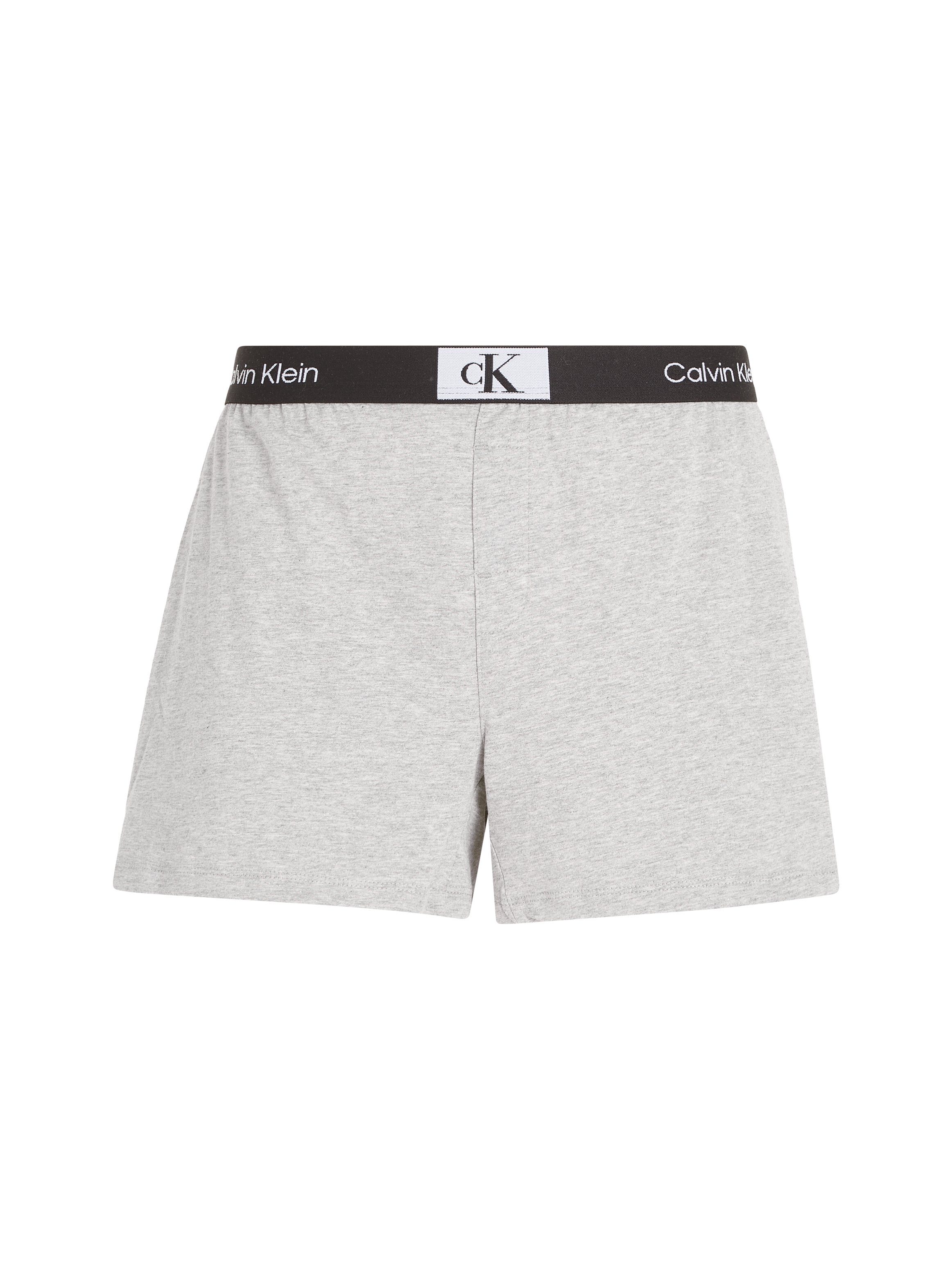 Calvin Klein SLEEP SHORT Schlafshorts mit GREY-HEATHER Underwear Logobund klassischem