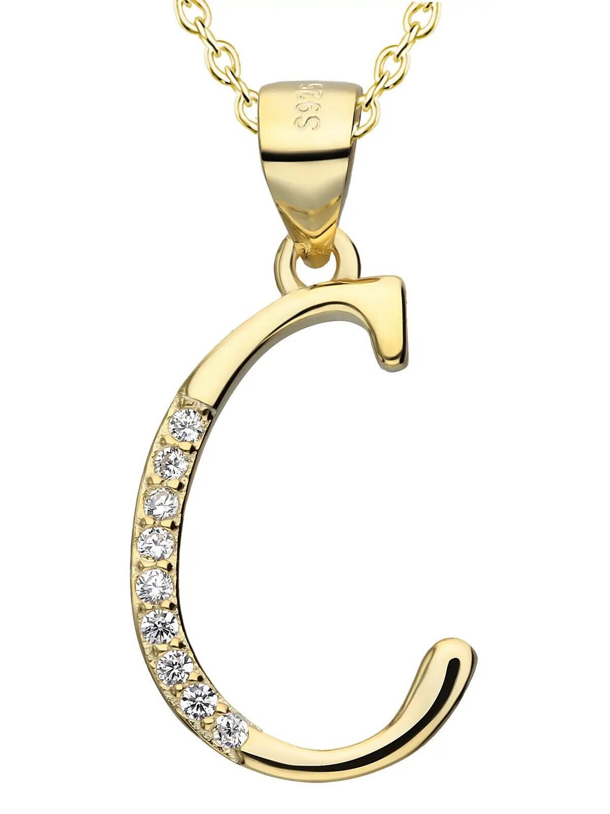AMERITA Kette mit Anhänger Buchstabe C 925 Sterling Silber goldene Halskette Buchstabenkette, (inkl. Luxus Schmucketui), Geschenkidee für Frauen Damen