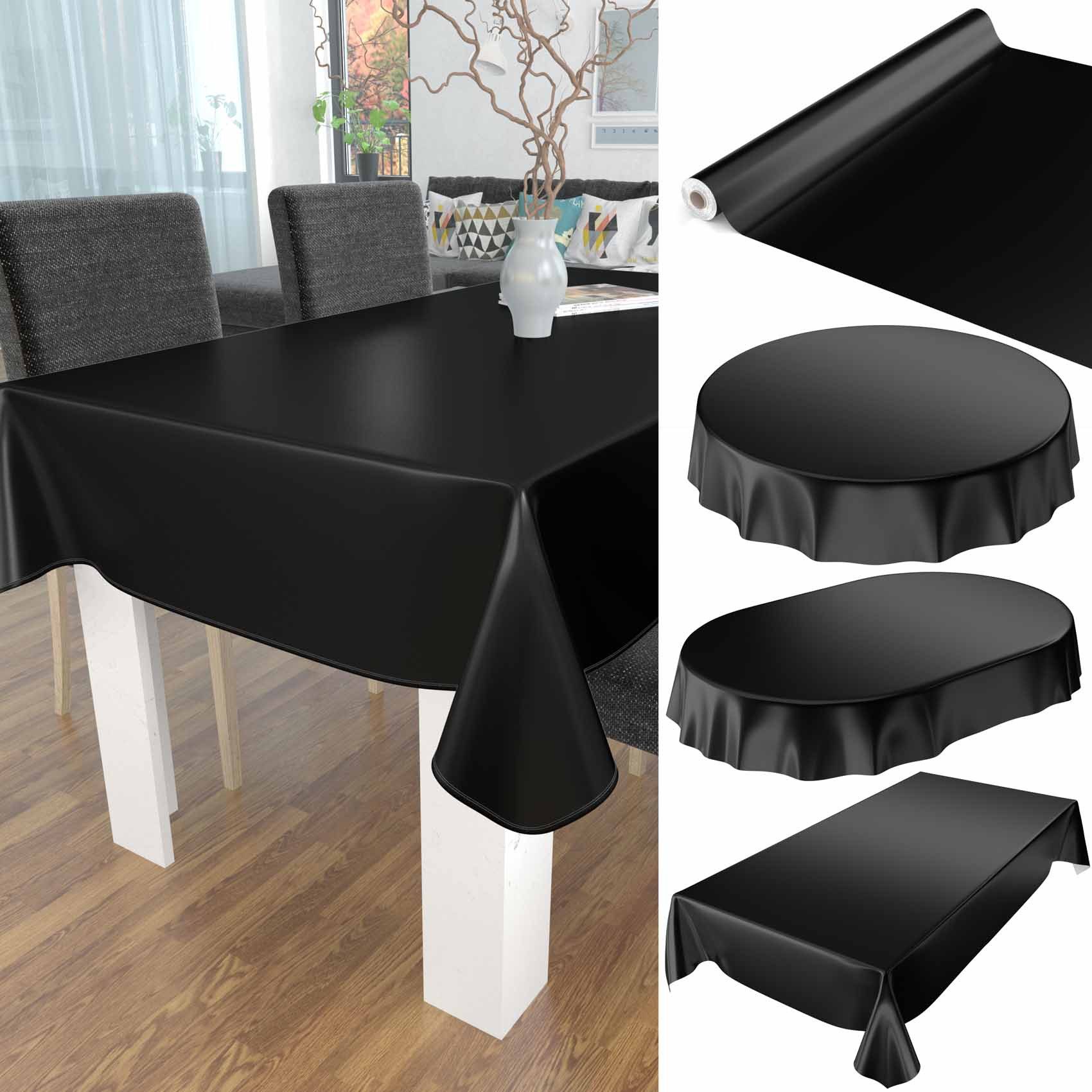 ANRO Tischdecke abwaschbar Wachstuch-Tischdecke Gartentischdecke (Einzelstück 1-tlg), wasserabweisend Einfarbig Schwarz Breite 140cm – Bild 5 von 5