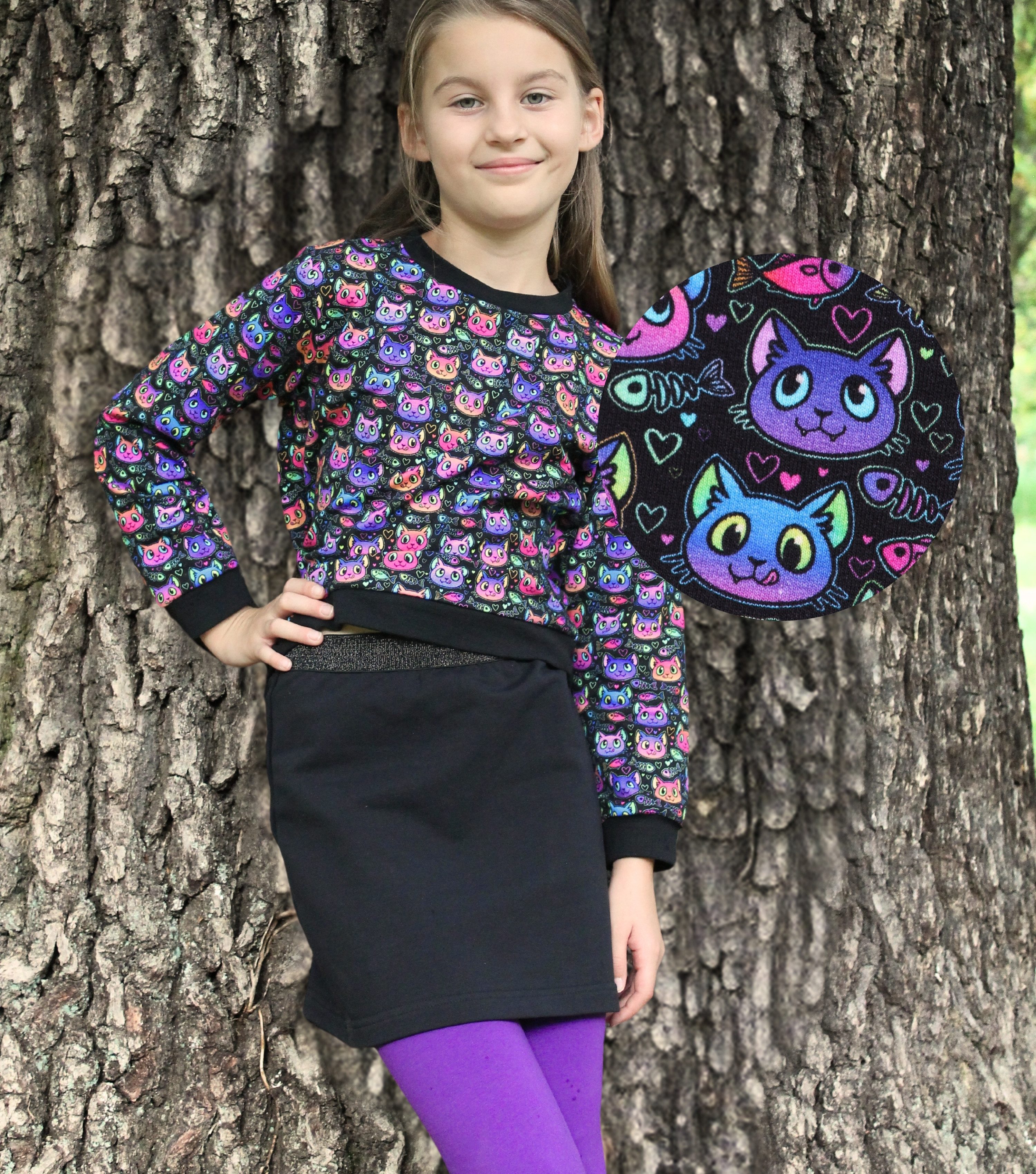 coolismo Sweatrock Mädchen Rock Sweat unifarben mit elastischem Glitzer-Bund Baumwolle, Made in Europa