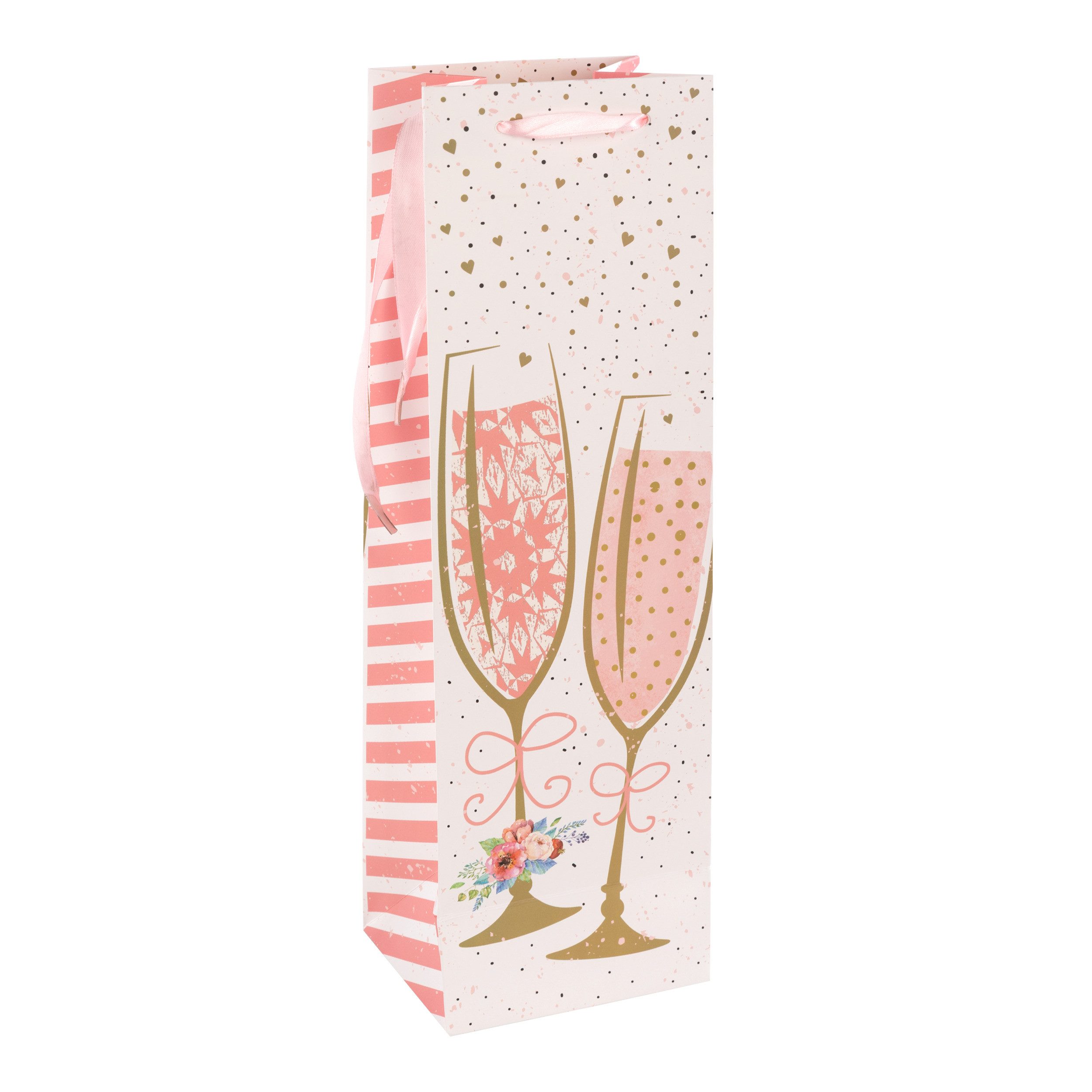 Idena Tragetasche Idena Flaschentasche Sekt rosa 12x39x10cm 210g/m²