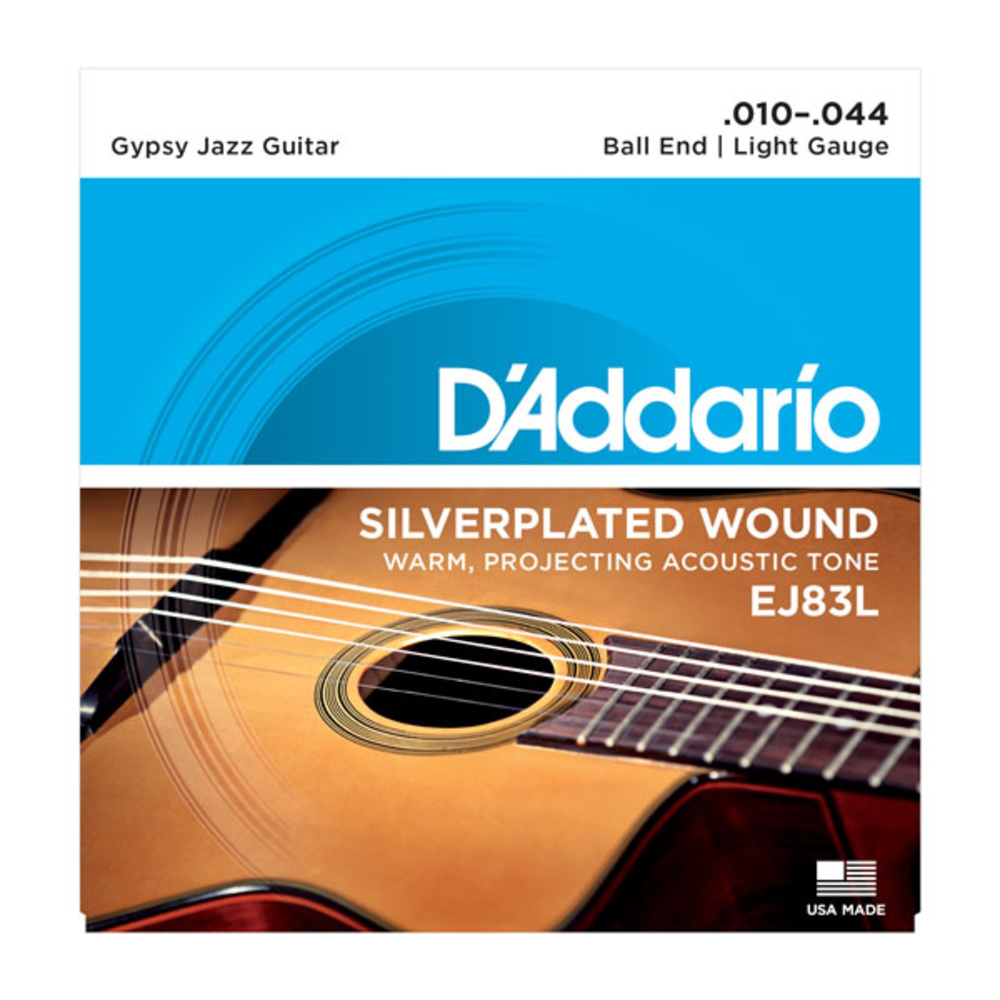 Daddario Saiten, (Gypsy Jazz Saiten EJ83L 10-44 Silverplated Wound), EJ83L Gypsy Jazz Acoustic Guitar Strings 10-44 -