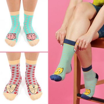 BIGGDESIGN Socken Biggdesign Cats Damen Socken Set Größe 36-40 5er Pack (1-Paar)