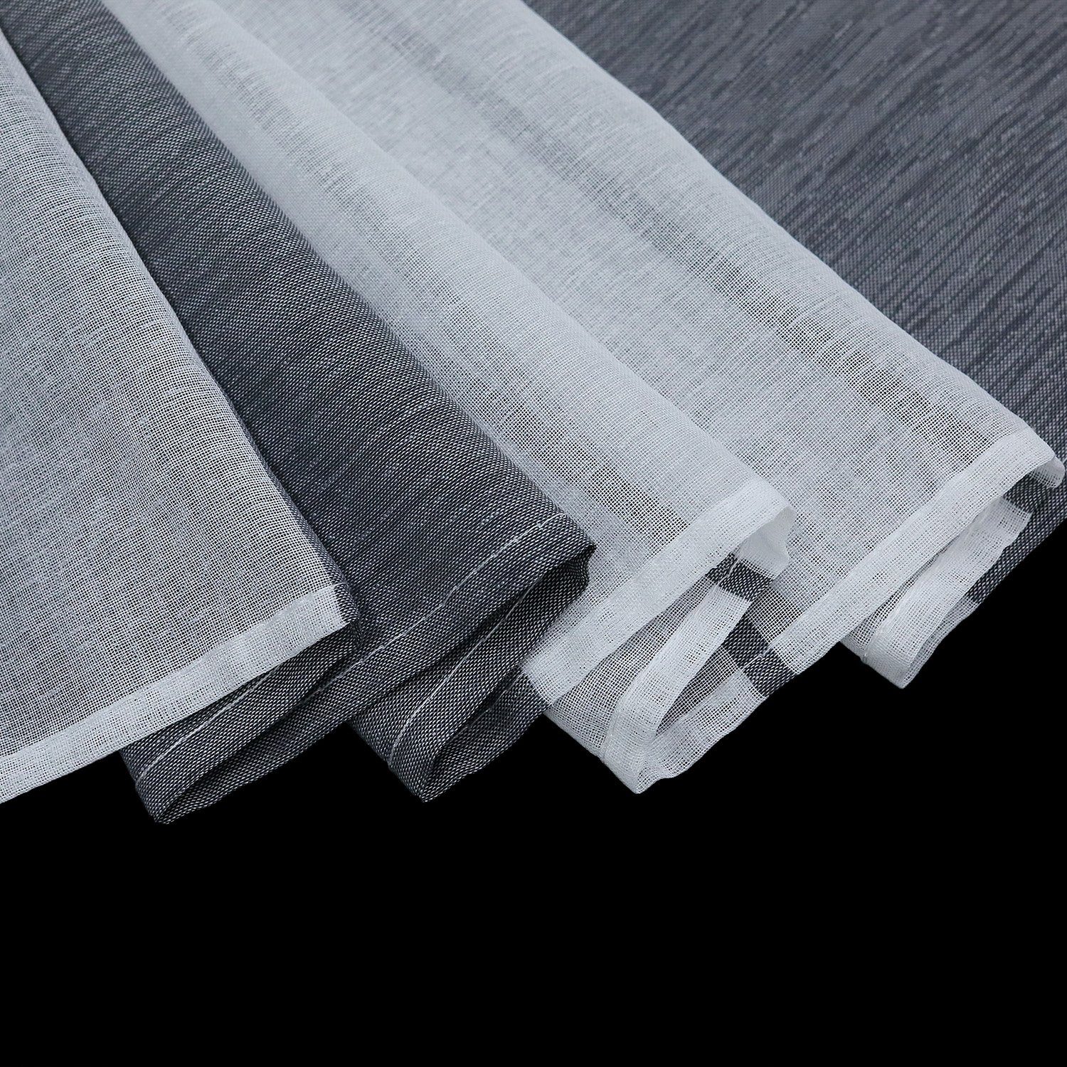 Joyswahl Scheibengardine, halbtransparent, mit Streifen-Dessinierung, Tunnelzug, Bistrogardine