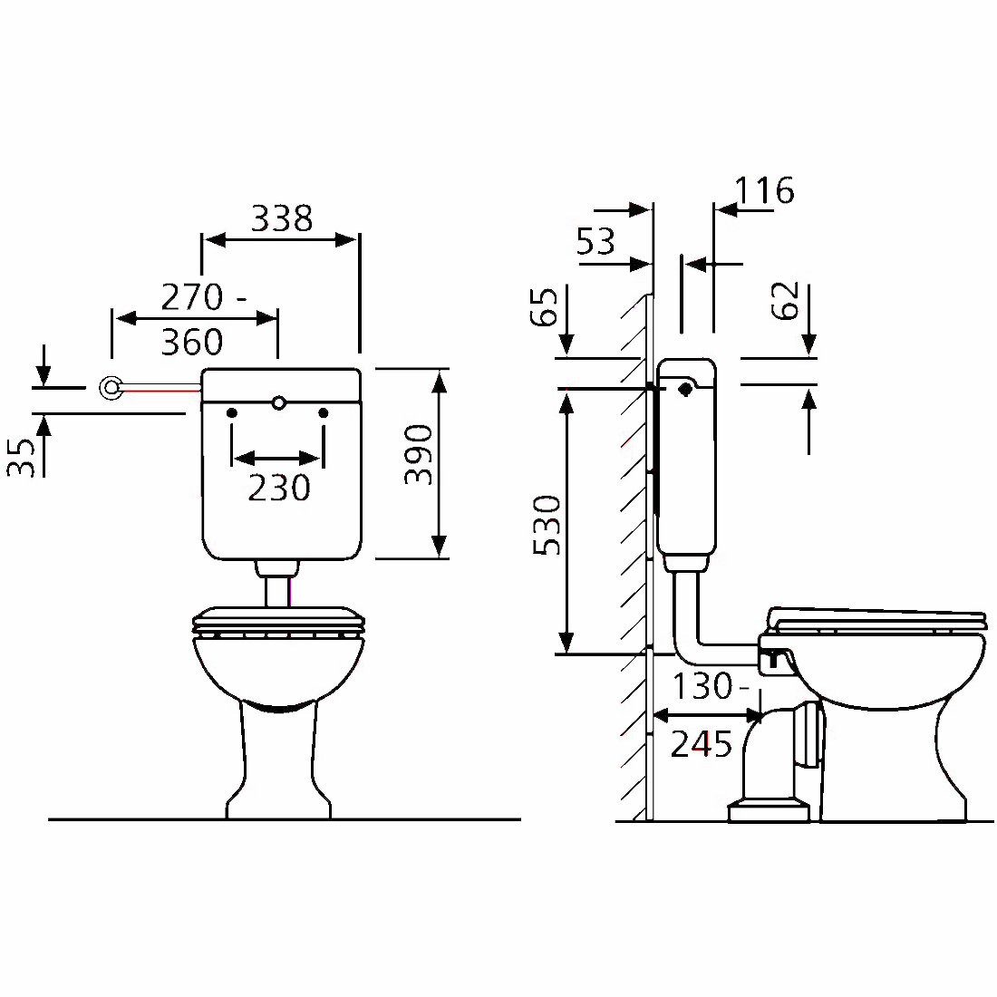 SANIT Spülkasten WC-Spülkasten (schmale 6-Liter Ausführung) mit Start-/Stopp-Technik