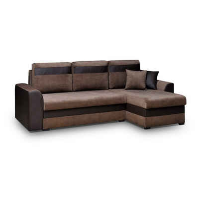 MOEBLO Ecksofa TOMMY, Eckcouch mit Bettfunktion Couch L-Form Polstergarnitur Wohnlandschaft Polstersofa mit Ottomane Couchgranitur Sofa, mit Schlaffunktion und Bettkasten, - (BxHxT): 243x89x137cm