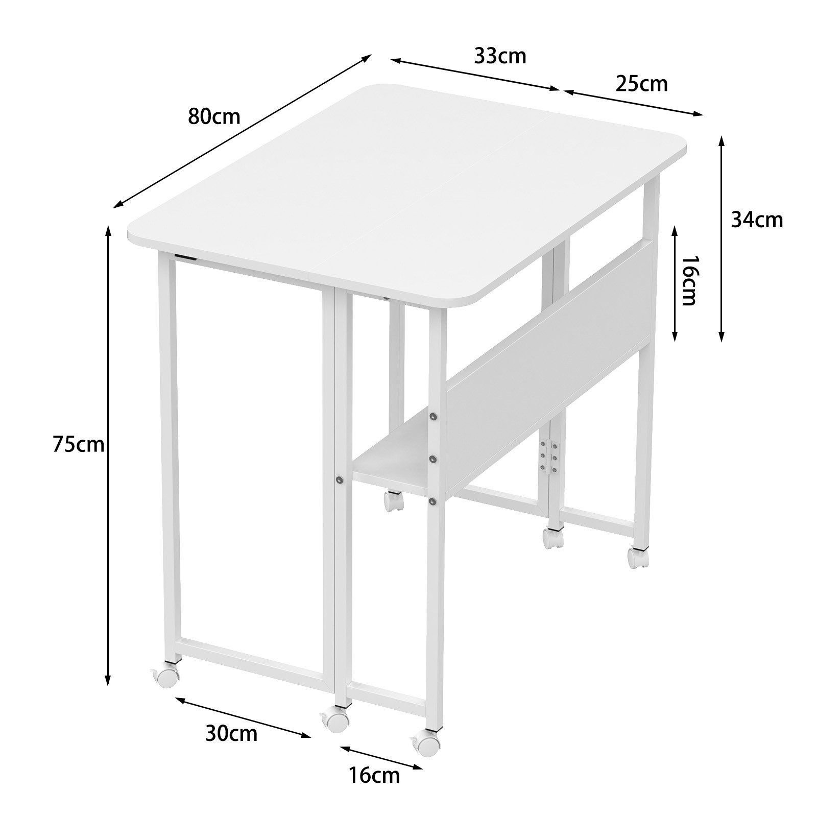 JEOBEST Computertisch Kleiner Schreibtisch klappbar mit Stauraum und Rollen, (1-St. 80x60cm) Arbeitstisch, für Homeoffice – Bild 5 von 5