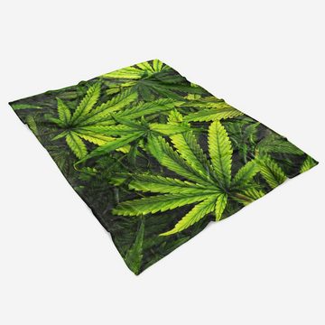 Sinus Art Handtücher Handtuch Strandhandtuch Saunatuch Kuscheldecke mit Fotomotiv Cannabis Hanf Blät, Baumwolle-Polyester-Mix (1-St), Handtuch