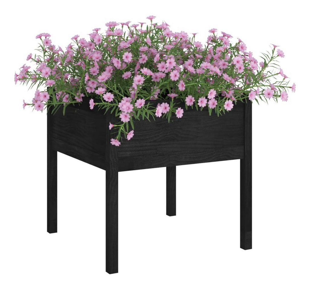 Thumbnail - vidaXL Blumentopf Pflanzkübel Schwarz 70x70x70 cm Massivholz Kiefer (1 St)