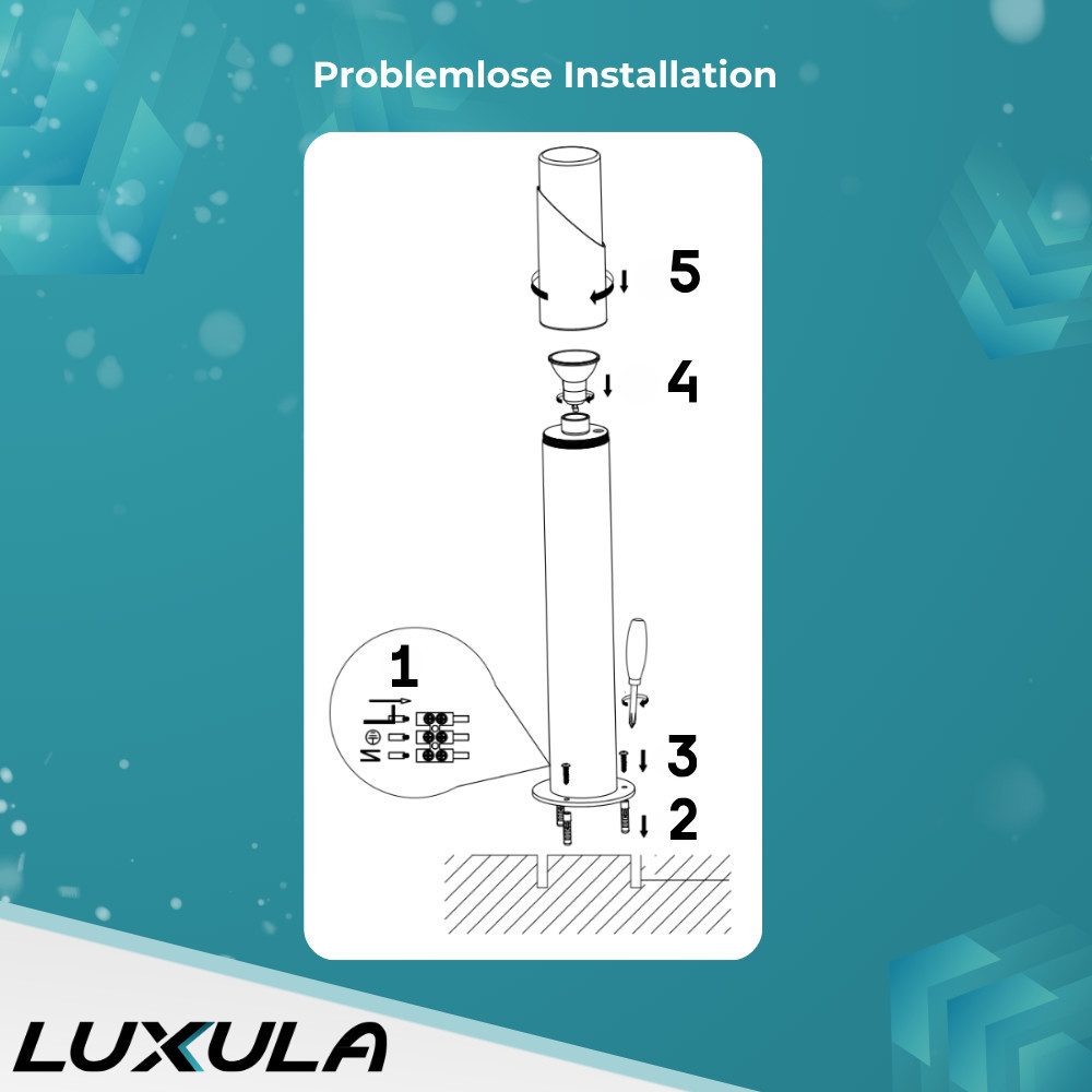 LUXULA LED Pollerleuchte LUXULA LED Wegeleuchte 10 W schwarz