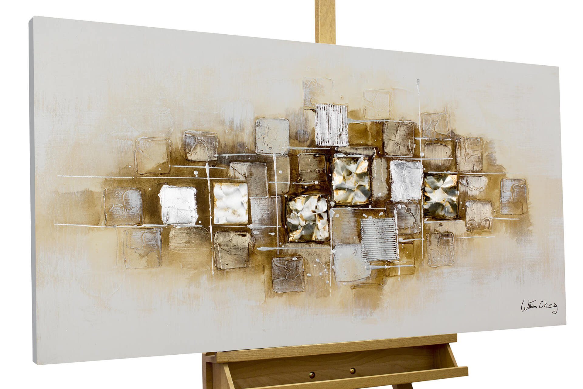 KUNSTLOFT Gemälde Slick as a Brick 120x60 cm, Leinwandbild 100% HANDGEMALT Wandbild Wohnzimmer