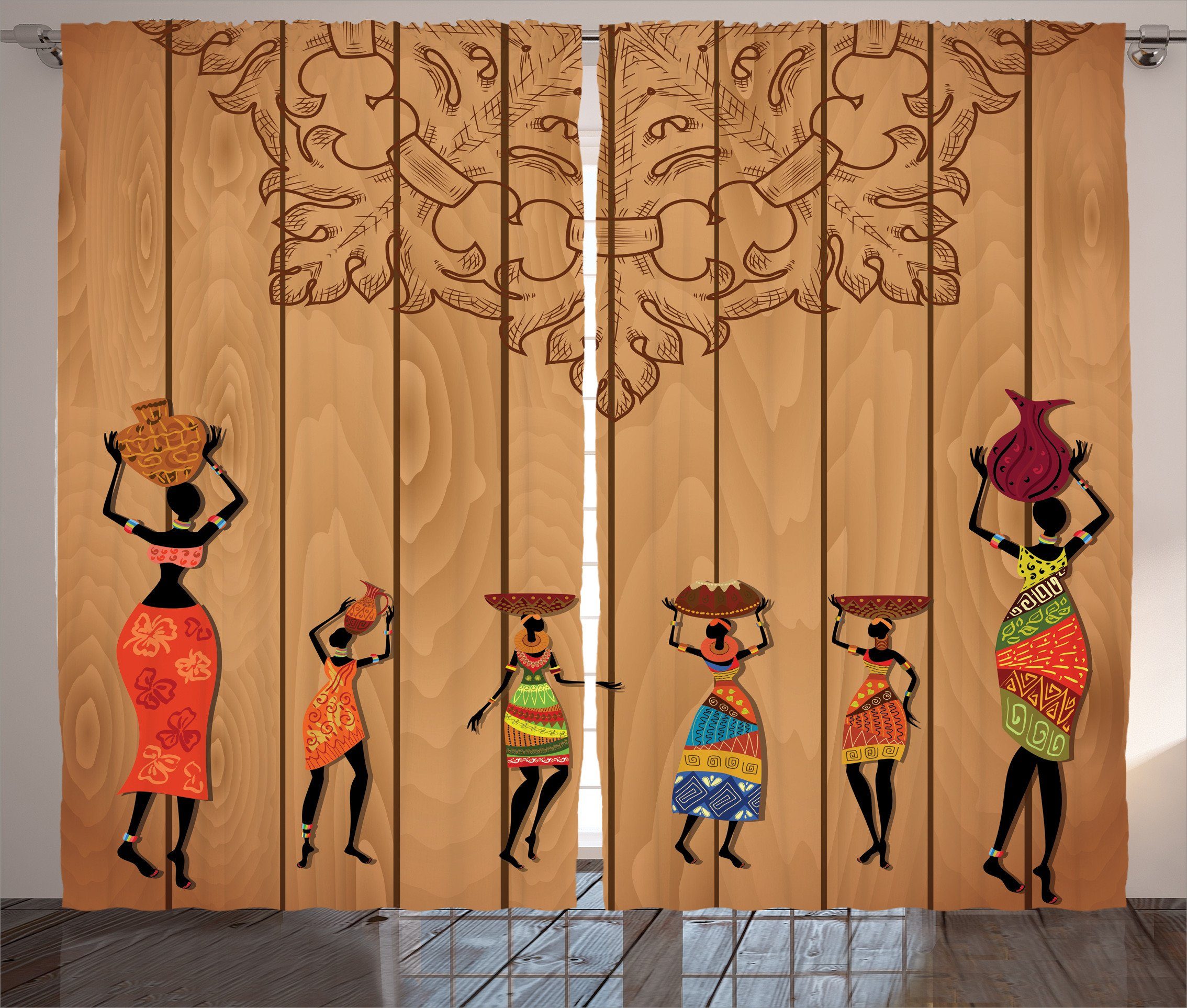 Haken, Schlafzimmer Aboriginal Abakuhaus, Kräuselband und Vorhang afrikanisch Gardine mit Mädchen-Kunst Schlaufen