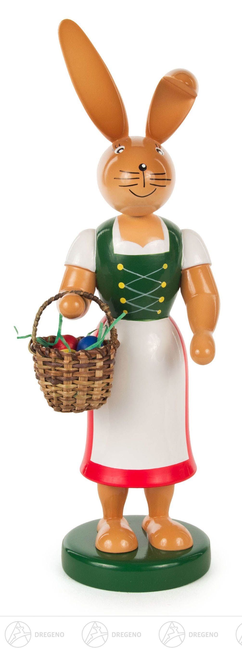 Dregeno Erzgebirge Osterhase Osterhäsin Häsin mit langem Rock und Schürze Höhe = 25cm NEU