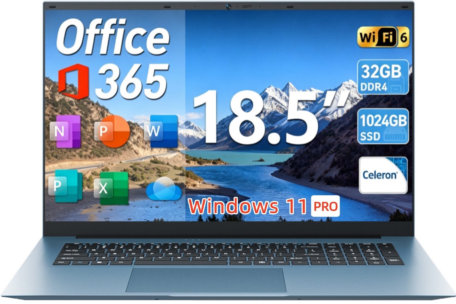 MENGHU 18,5 Zoll Performance-Laptop Windows 11 PRO 32GB RAM 1TB SSD Notebook (Intel® Celeron® N5095 Intel® Celeron® N5095, 32 GB, 1024 GB SSD)