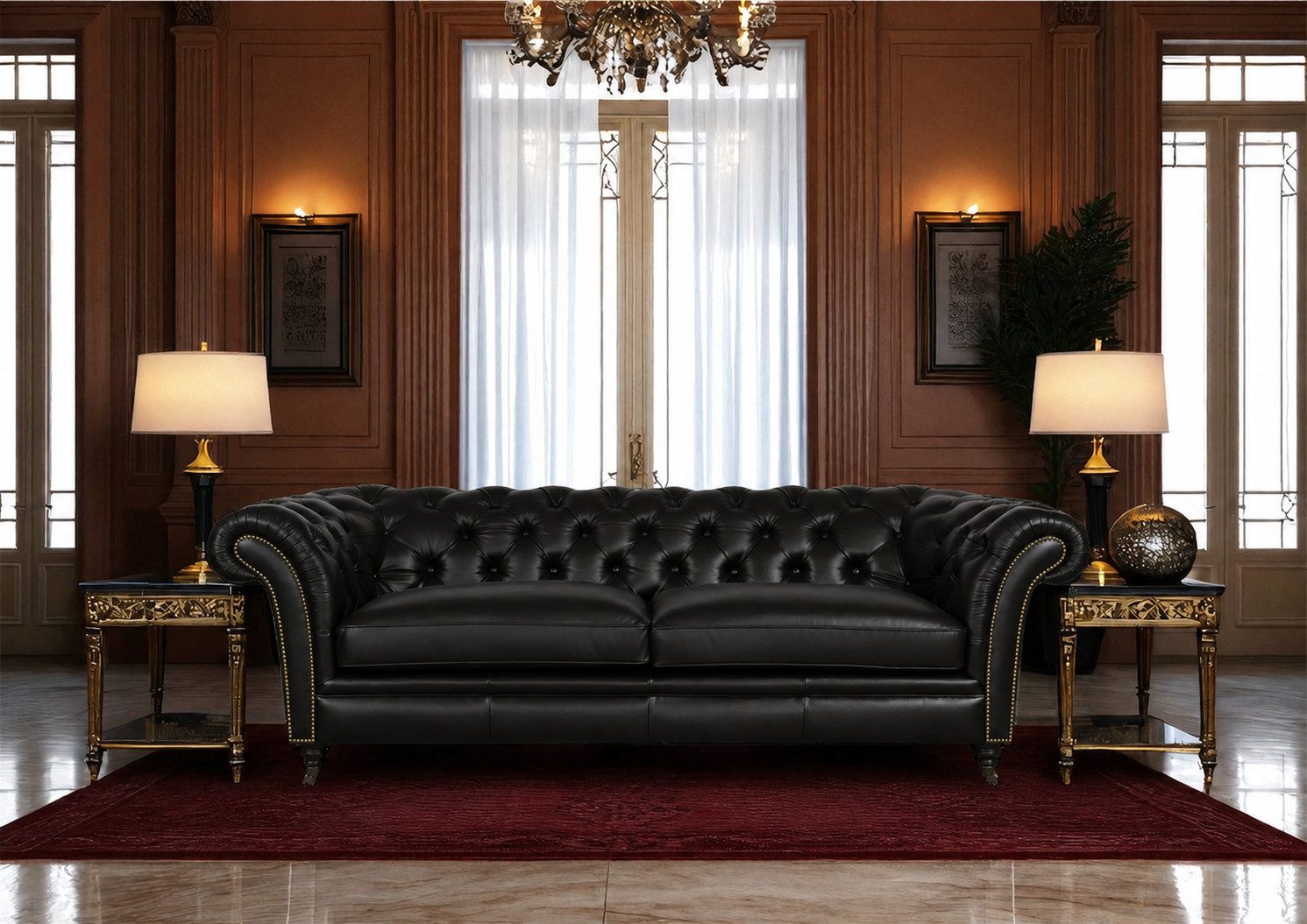 Salottini Chesterfield-Sofa Luxus XL Sofa Chesterfield 2-Sitzer Couch Themse Ledersofa Salottini, 1 Teile, Handarbeit