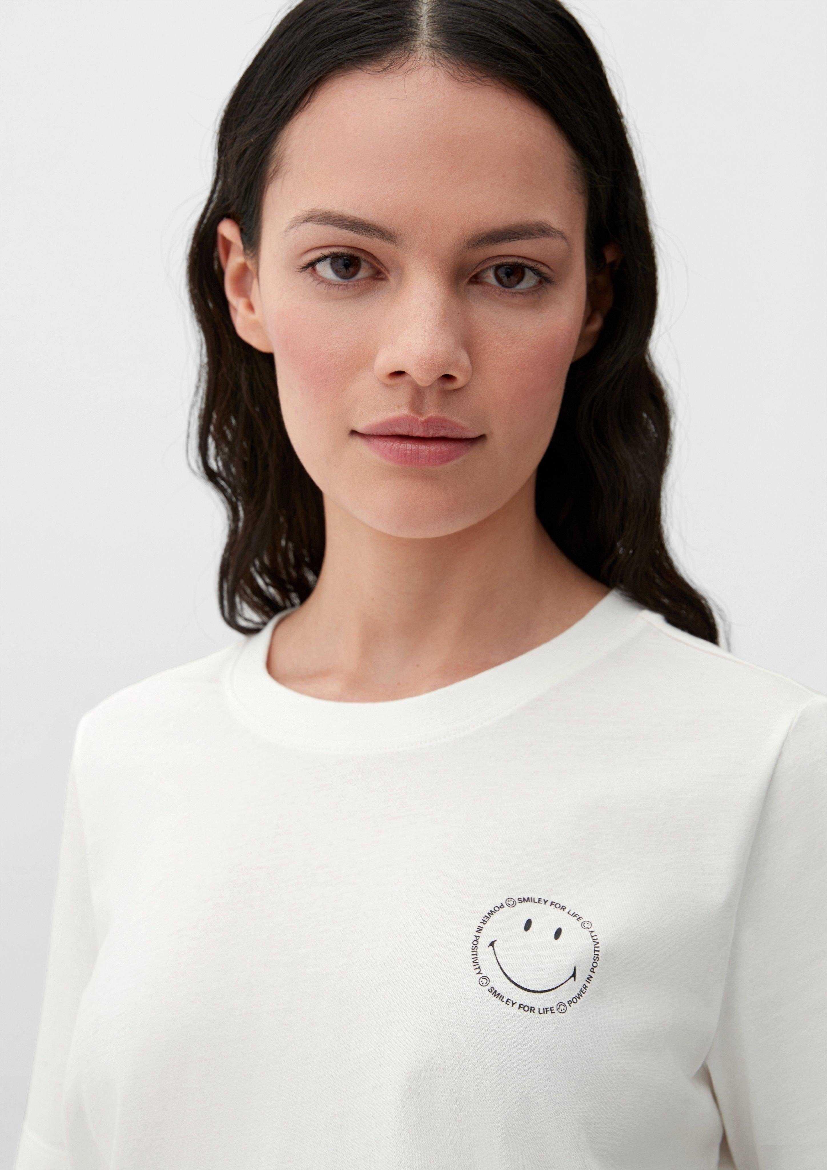 s.Oliver Kurzarmshirt T-Shirt mit Smiley®-Print creme