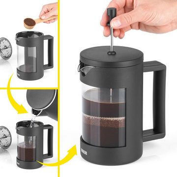 N8WERK Kaffeebereiter Kaffeepresse, Edelstahl Coffee-Press-System 800 ml