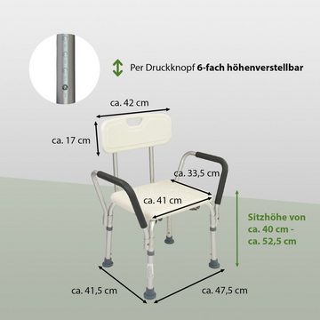 TRUTZHOLM Dusch- und Badhocker Duschstuhl Badhocker Duschhocker höhenverstellbar 150 kg Armlehne, belastbar bis 150 kg