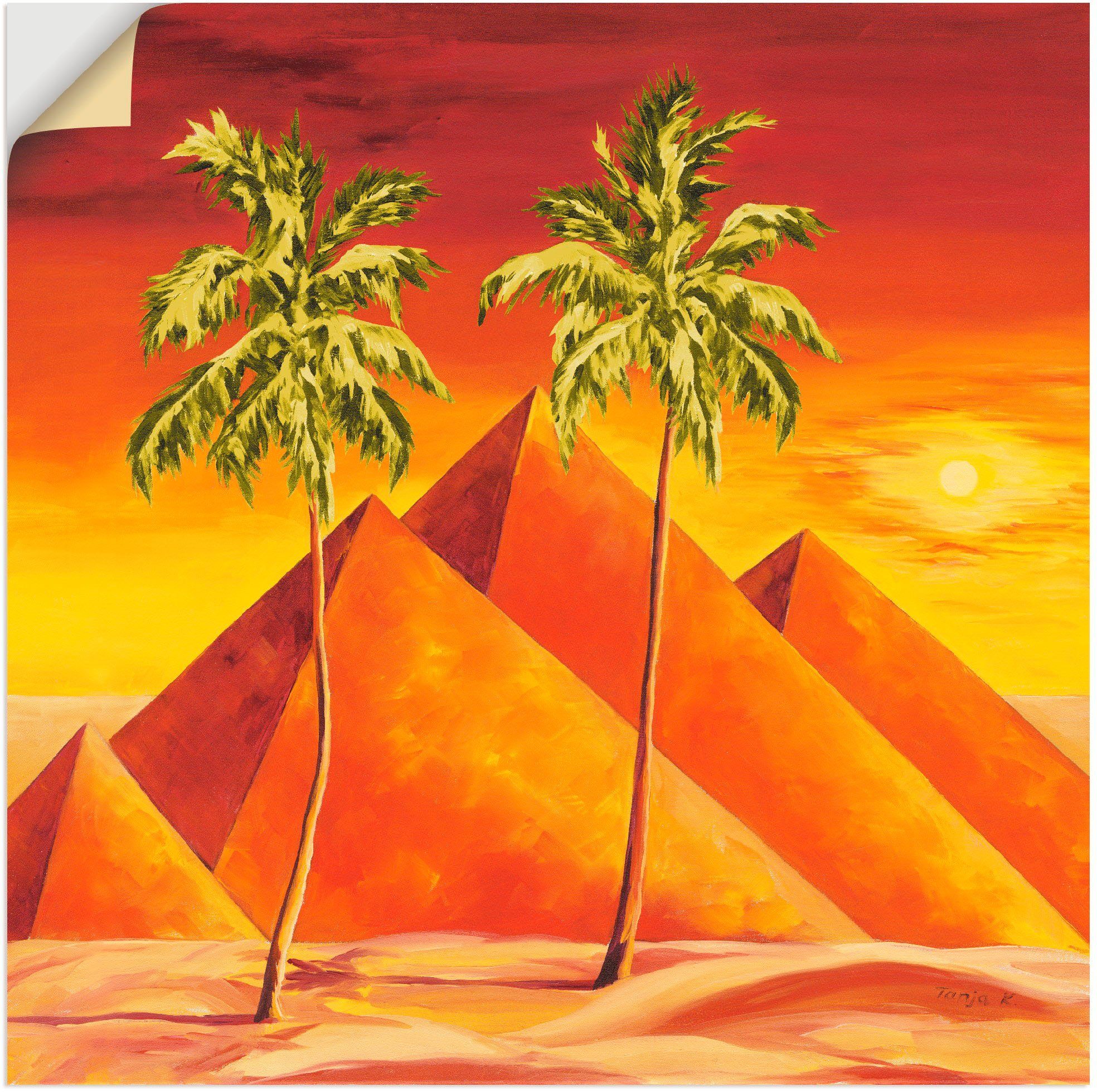 Artland Wandbild Pyramiden mit Palmen, Gebäude (1 St), als Alubild,  Leinwandbild, Wandaufkleber oder Poster in versch. Größen