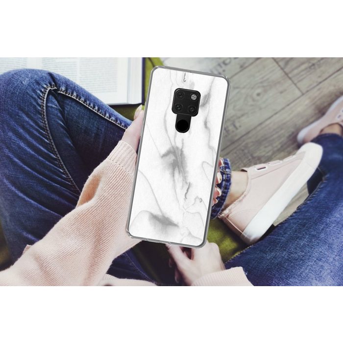 MuchoWow Handyhülle Marmor - Grau - Weiß - Abstrakt - Marmoroptik Phone Case Handyhülle Huawei Mate 20 Silikon Schutzhülle OR12384