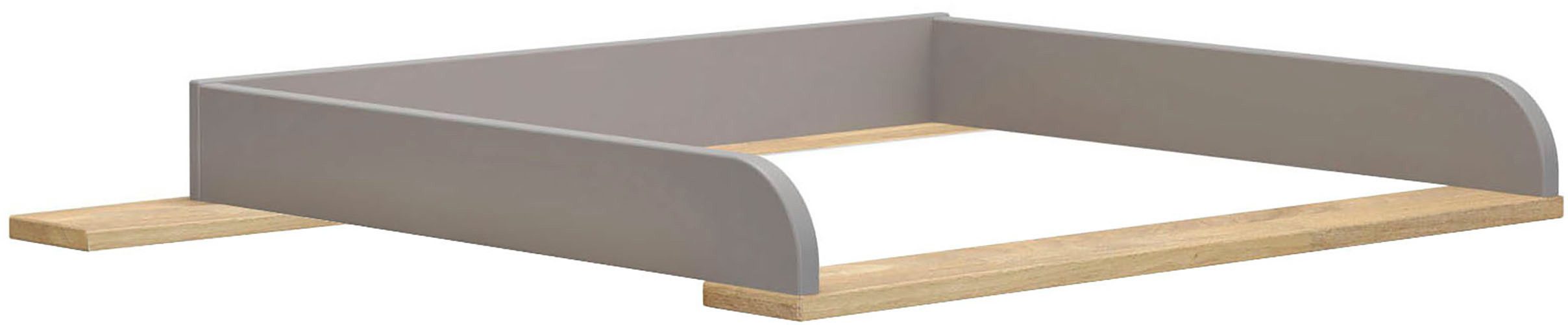 PAIDI Wickelaufsatz STIENE in Beige oder Grau, zur Erweiterung der Kommode, Wickelauflage mit Eiche Massivholz und gerundeten Kanten