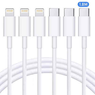 walkbee USB C auf Lightning Kabel,180 cm lang,3x iPhone Kabe,Schnelladekabel USB-Kabel, USB-C, USB C auf Lightning, für iPhone 14/13/12/11 Pro Max/Pro/XR/XS/X/SE/8Plus