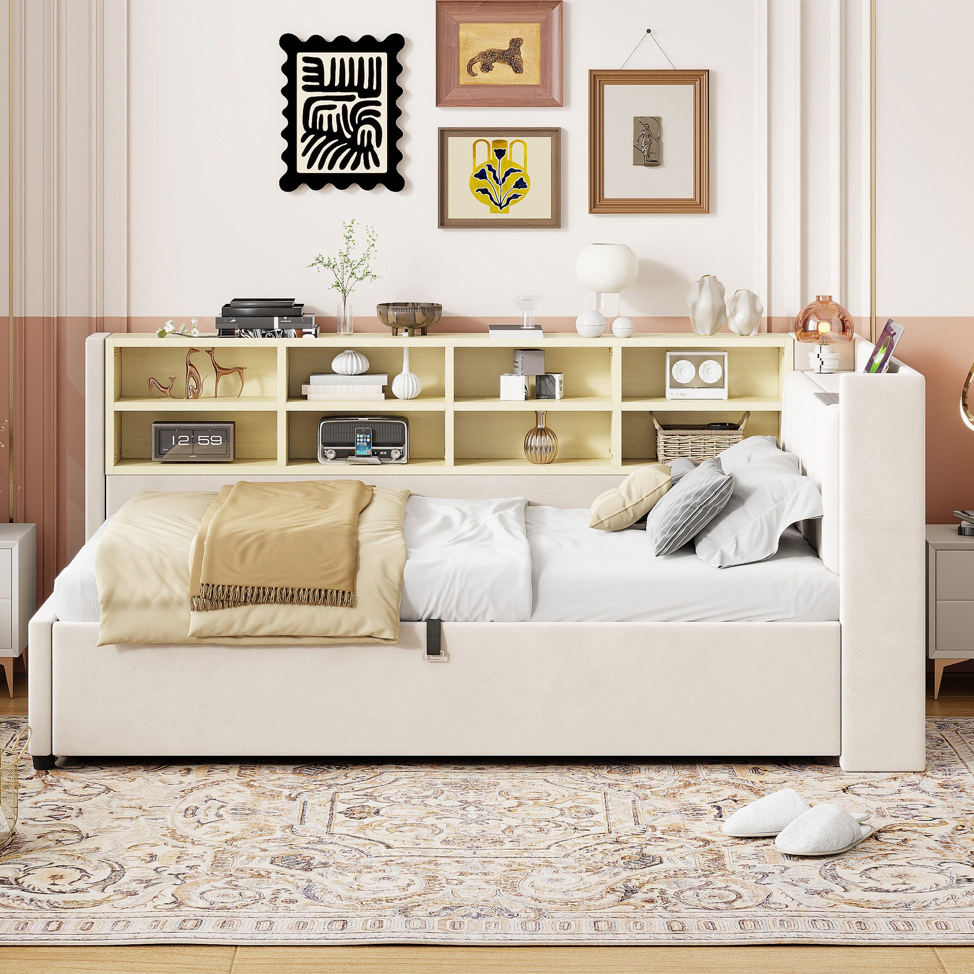 Merax Daybett mit Nachtlicht und Ladeanschluss (gepolstertes Kopfteil mit R günstig online kaufen