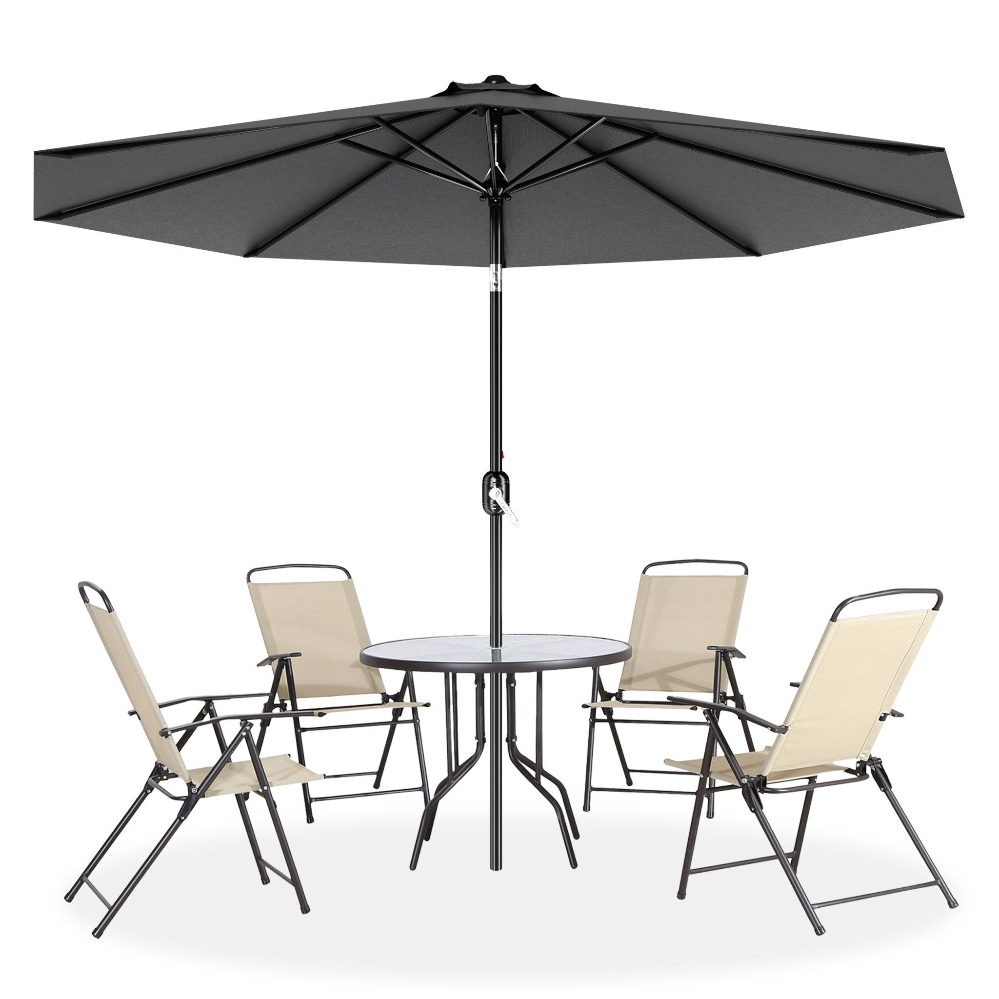 FIVMEN Sonnenschirm Gartenschirm mit Kurbel Terrassenschirm UV Schutz, Marktschirm aus Alu, Terrassenschirm für Balkon Garten