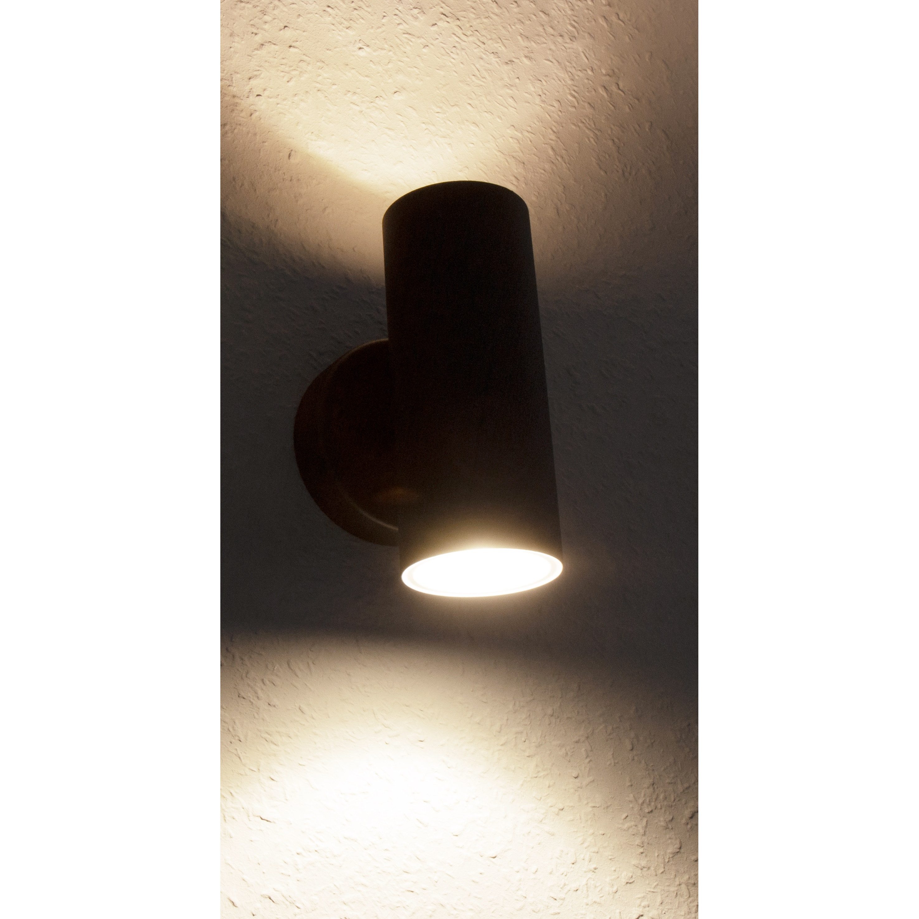 McShine LED Wandleuchte 230V up & down Treppenleuchte, schwarz matt IP44, LED fest integriert, Warmweiß, 8W, Hochvolt, 2-flammig, Aufbau/Aufputz