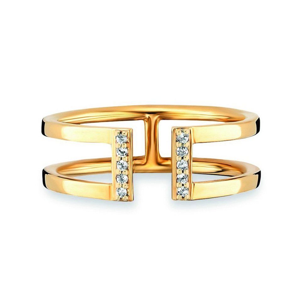 CAÏ Fingerring 925/- Sterling Silber vergoldet Topas, Elegantes und  außergewöhnliches Design