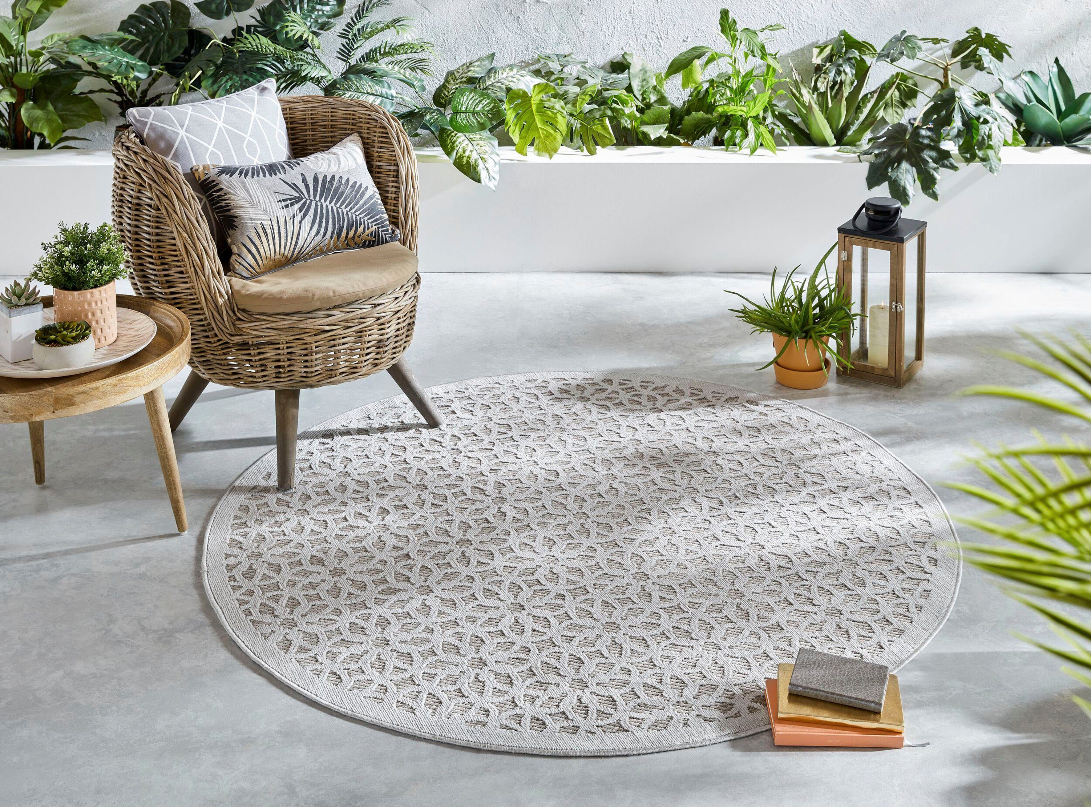 und Teppich Innen- Argento, Teppich Außenbereich RUGS, 40 für Geometrischer Höhe: rund, FLAIR den mm,