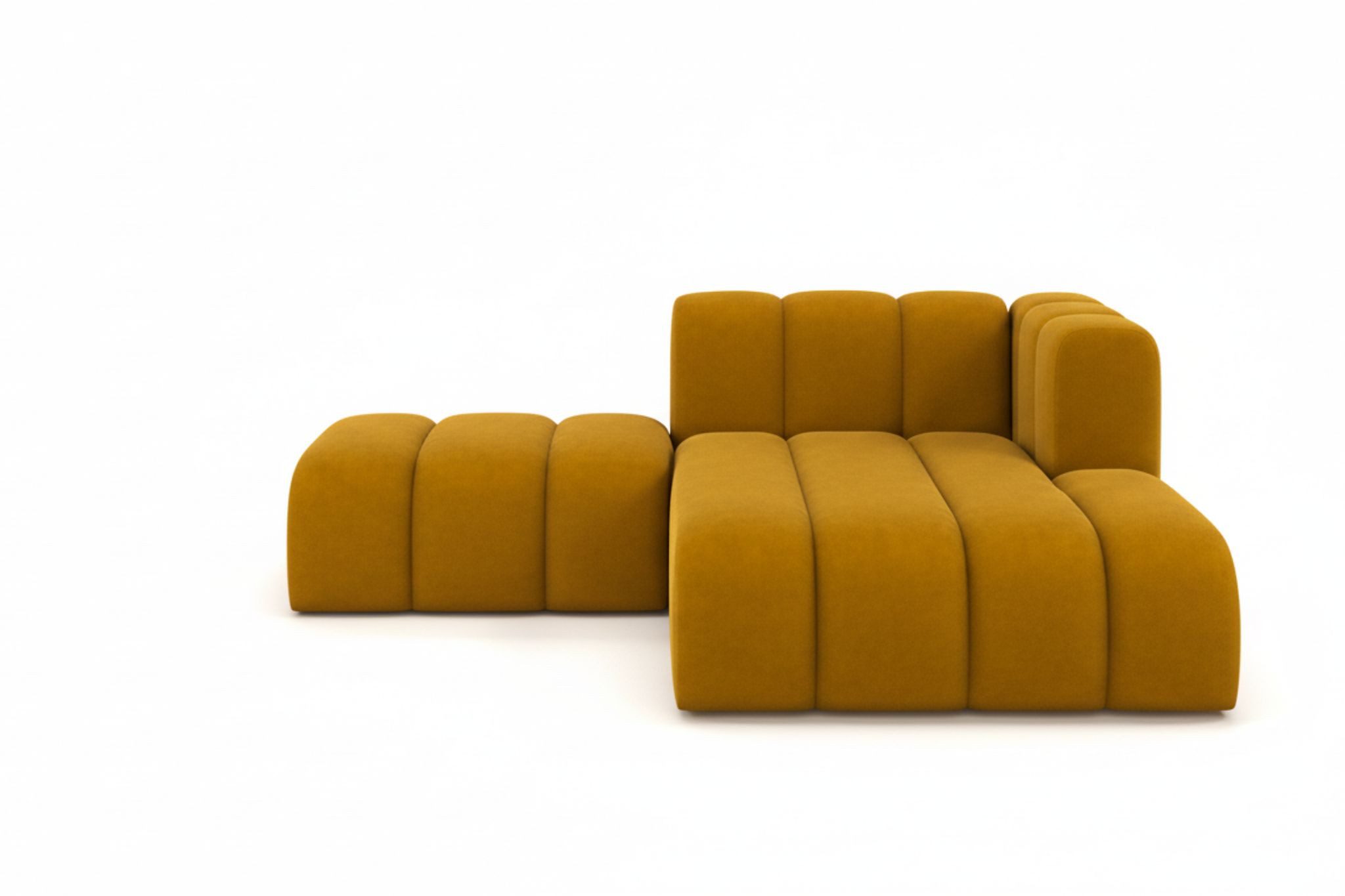 Kaiser Möbel Chaiselongue Grand mit Hocker aus Veloursstoff Salvador, Set (Chaiselongue + Hocker), abgerundete Form,modulares Möbelstück,pflegeleichter Veloursstoff