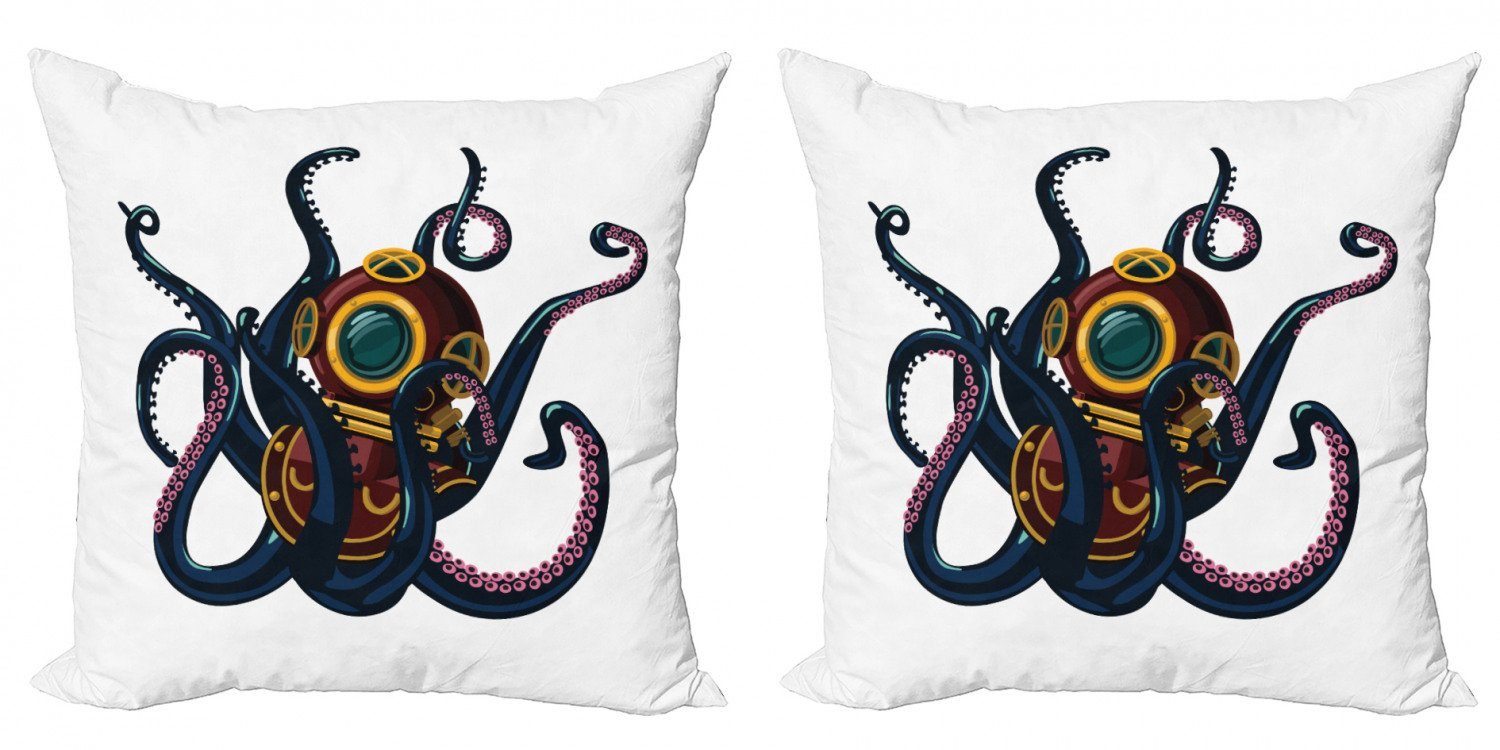 Kissenbezüge Modern Accent Doppelseitiger Digitaldruck, Abakuhaus (2 Stück), Vintage Nautical Tattoo Octopus Tentacles