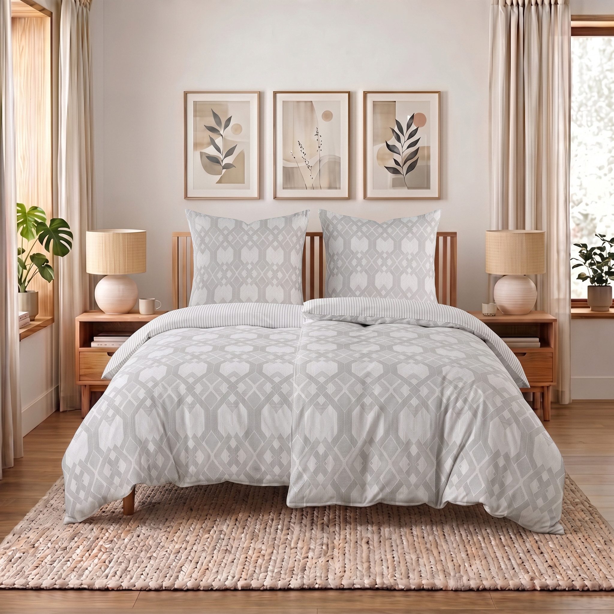 Buymax Bettwäsche Nexus Wendebettwäsche, Polycotton, 4 teilig, Bettbezug-Set 135x200 cm Reißverschluss, 60% Baumwolle, 40% Polyester