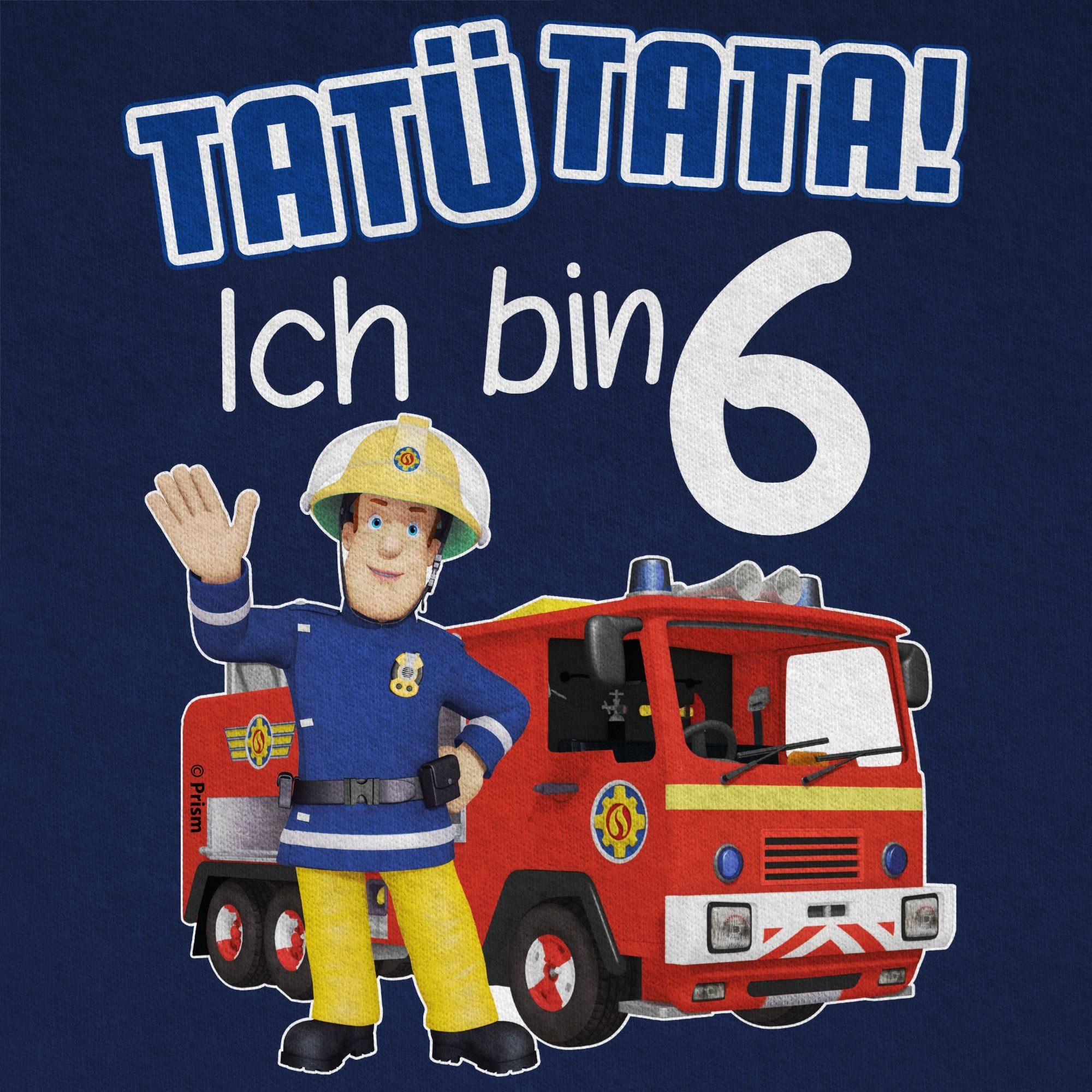 Shirtracer T-Shirt Tatü Tata! Ich 6 03 Jungen - Feuerwehrmann Sam blau Dunkelblau bin